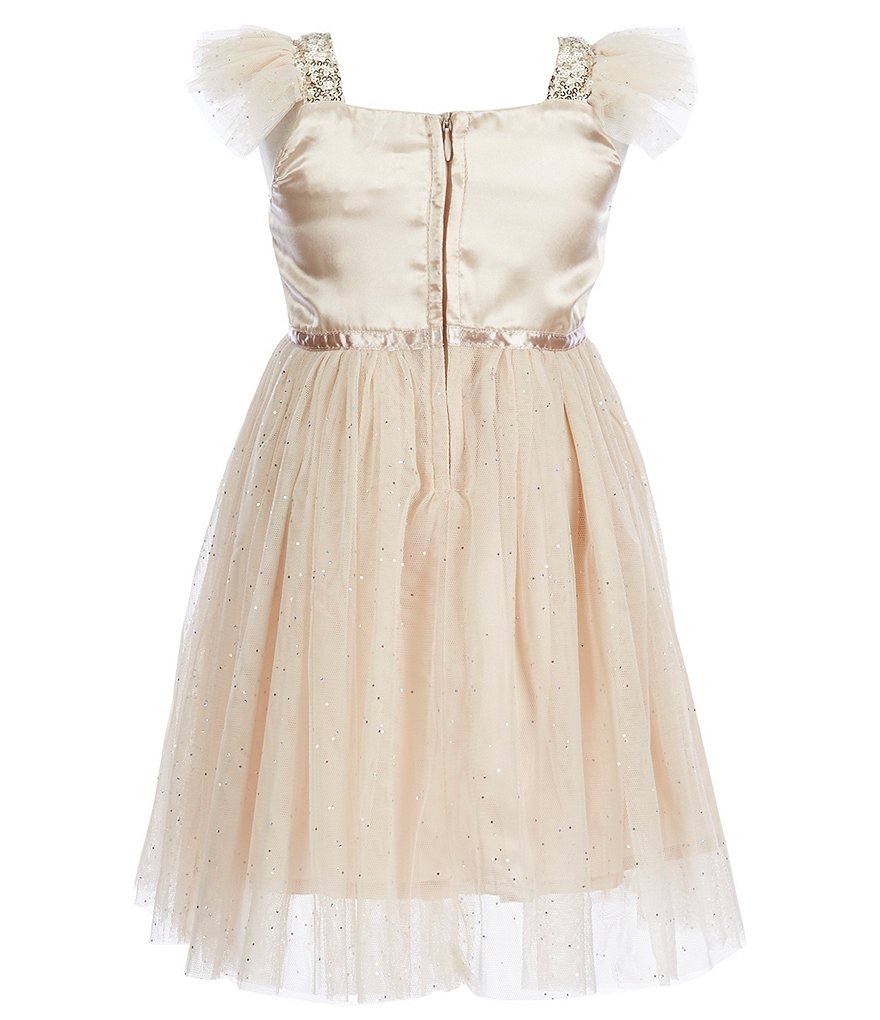 Popatu Little Girls 2-6 Glitter Flutter-Sleeve Tulle Dress