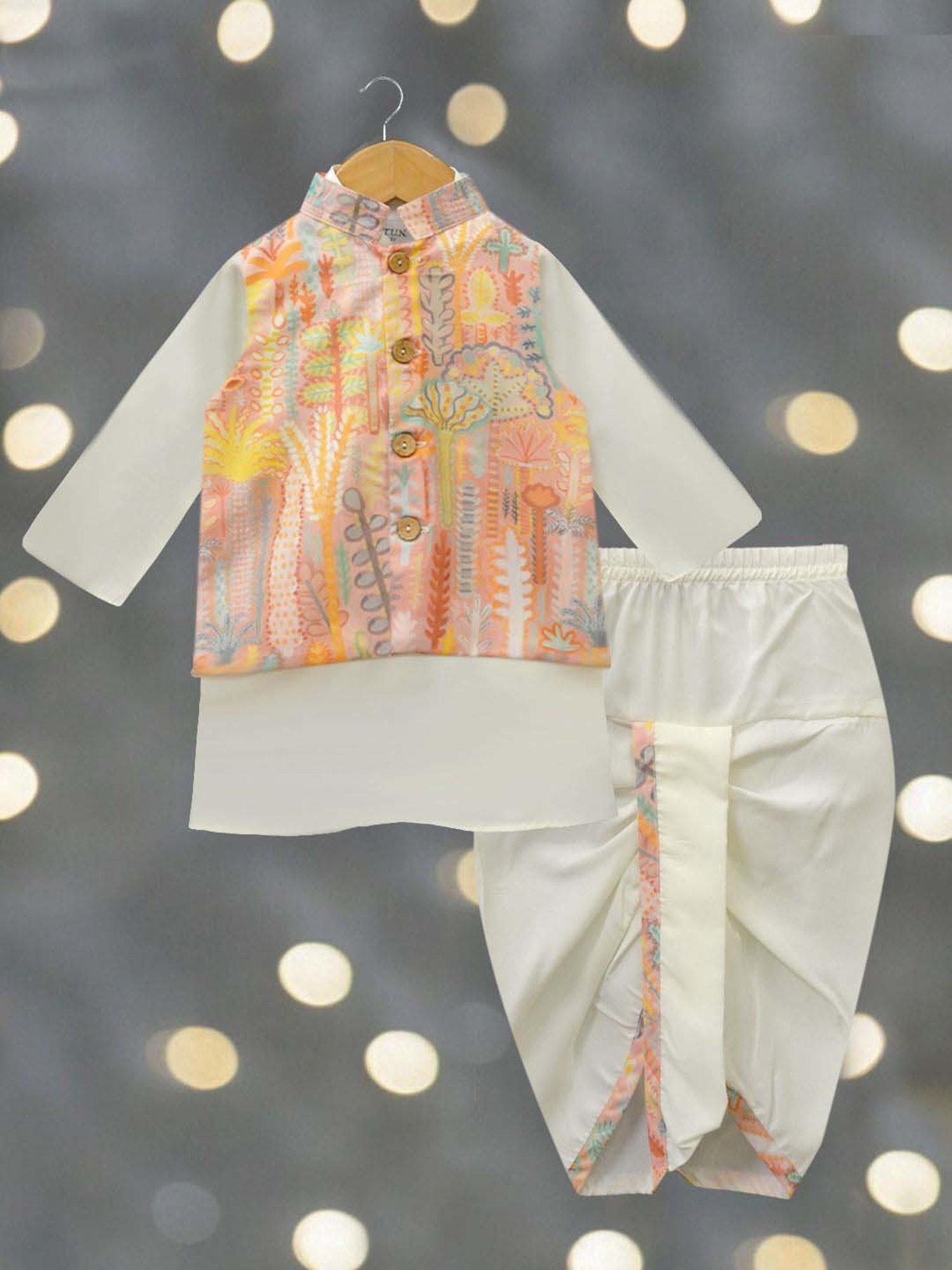 A.T.U.N. Boys Multicolor Printed Full Sleeves Kurta Set