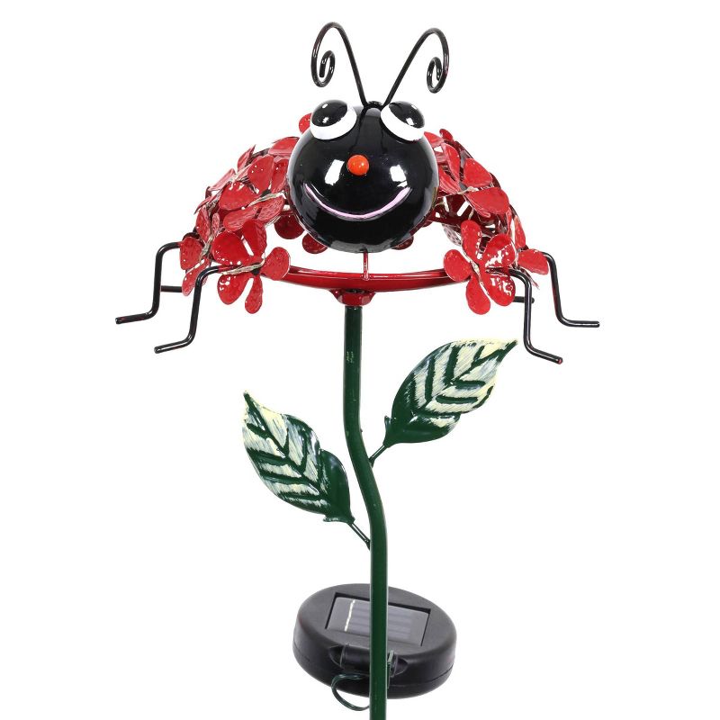 26.18" Metal Solar Lady Bug Stake Red - Exhart