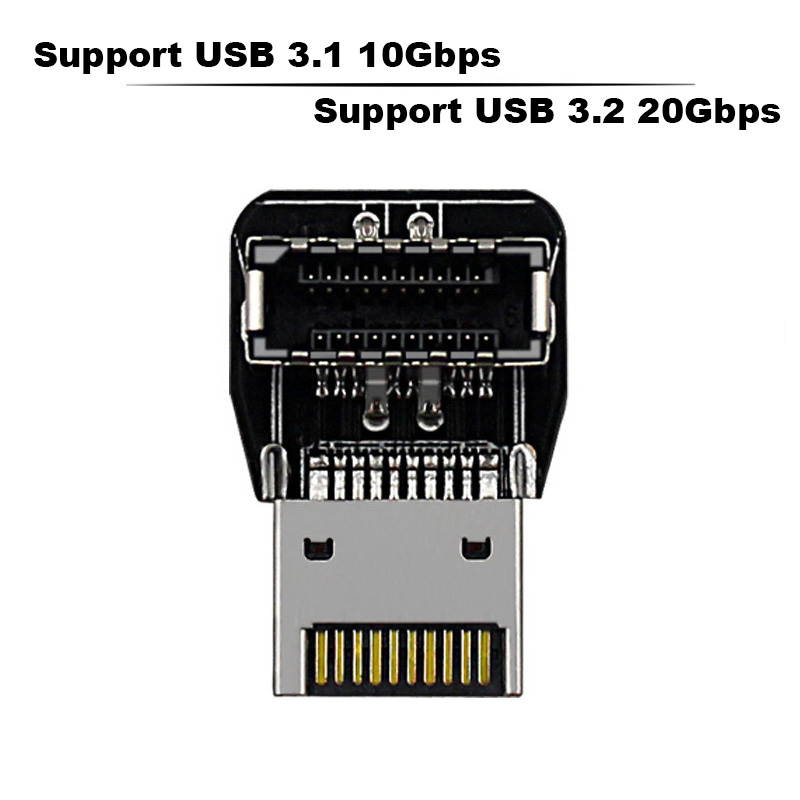Motherboard USB 3.1 Type-E 20Pin Header 90 Degree Angled Elbow Adapter for USB-C 10G 20G Port Front Panel Rear Bracket Cable-Model-A