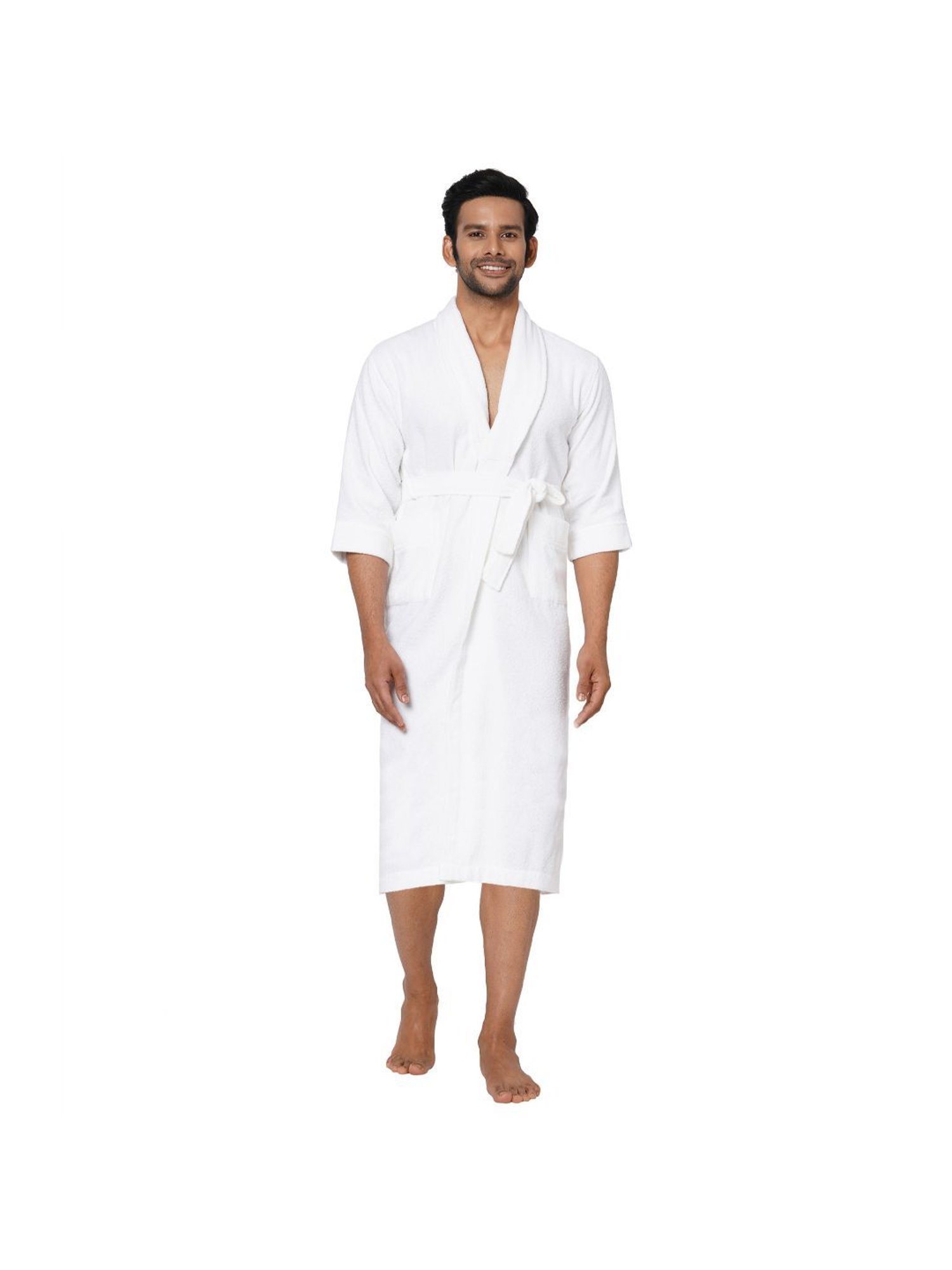 Spaces Cloudz Solid White Cotton Bathrobes
