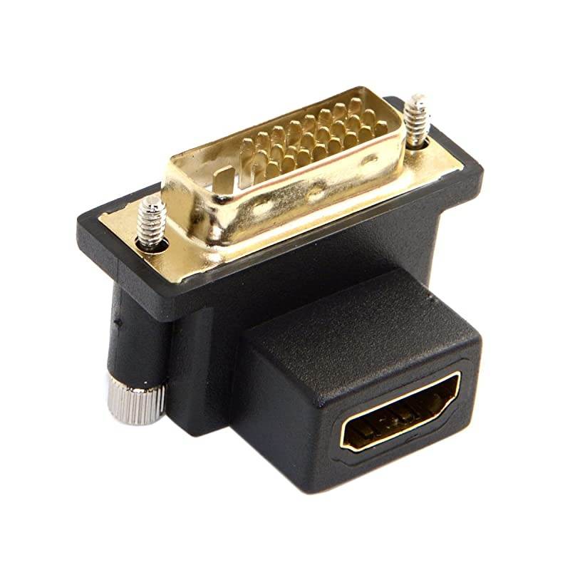 90 Degree Down Angled DVI Male to HDMI Female Adapter for Computer & HDTV & Graphics Card