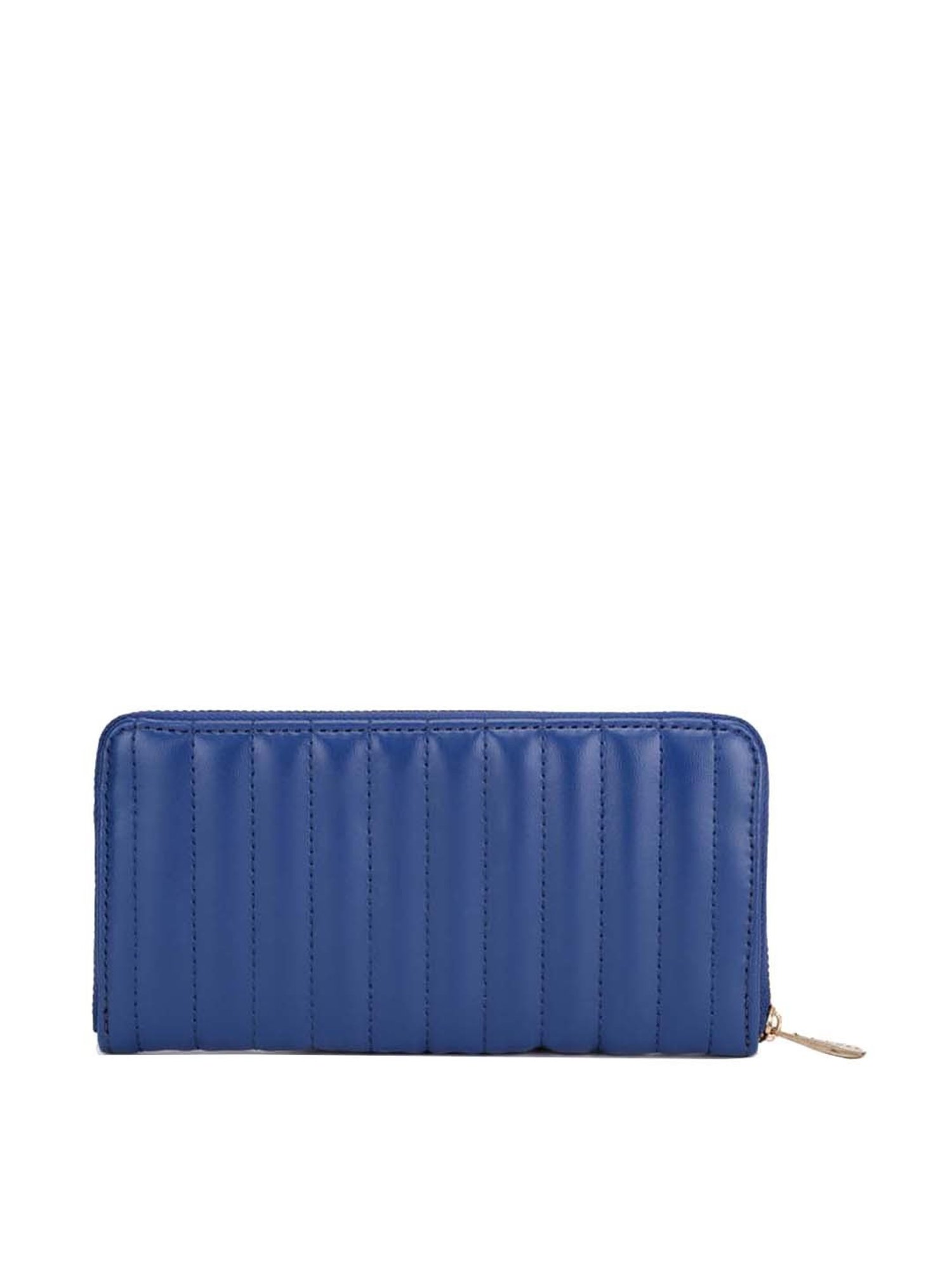 KLEIO Blue Quilted Zip Around Wallet for Women
