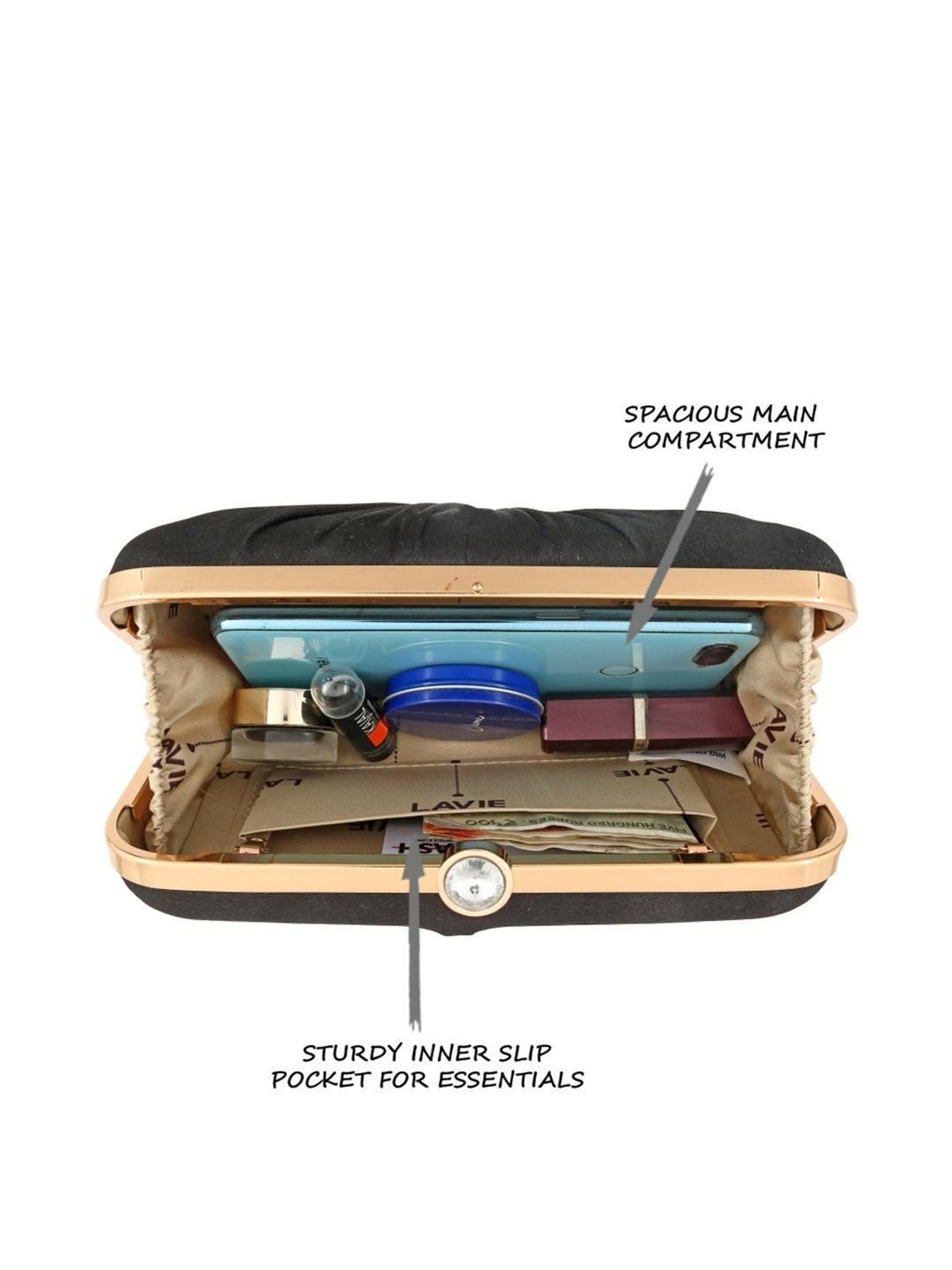 Lavie Cheer Frame Black Synthetic Clutch