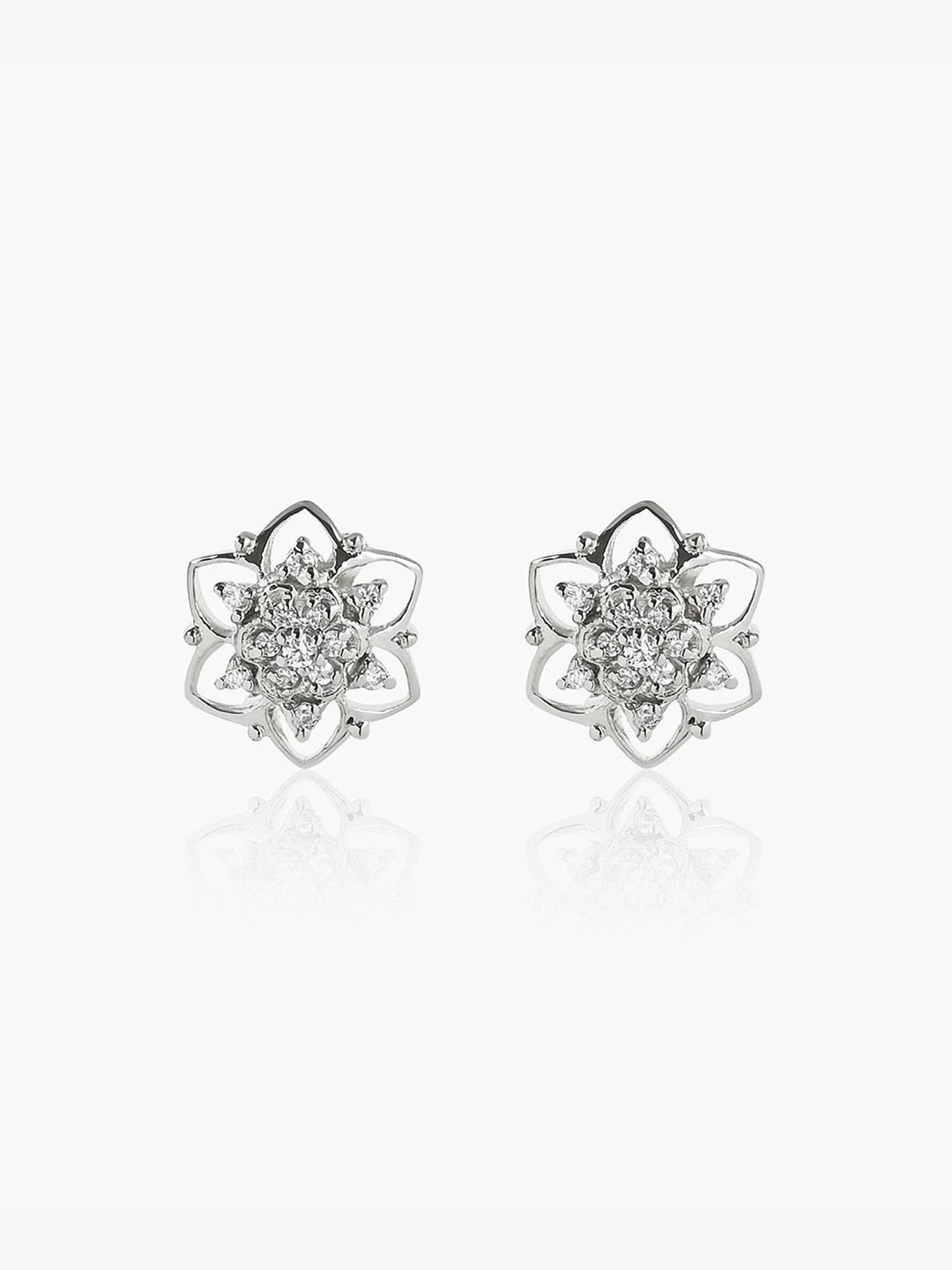 March by FableStreet Sterling Silver Floral Stud Earrings for Women