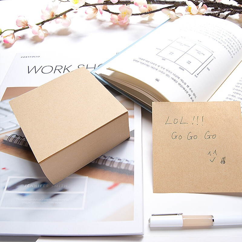 1 Piece Thickened Square Bricks Notes N times Sticky Notes Simple Stationery Blank Tearable Notes Adhesive Sticky Notes 400 Sheets/set 0732 White/N times sticky notes