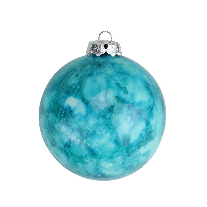 Barcana 4ct Marbled Shatterproof Christmas Ball Ornament Set 3.25" - Blue