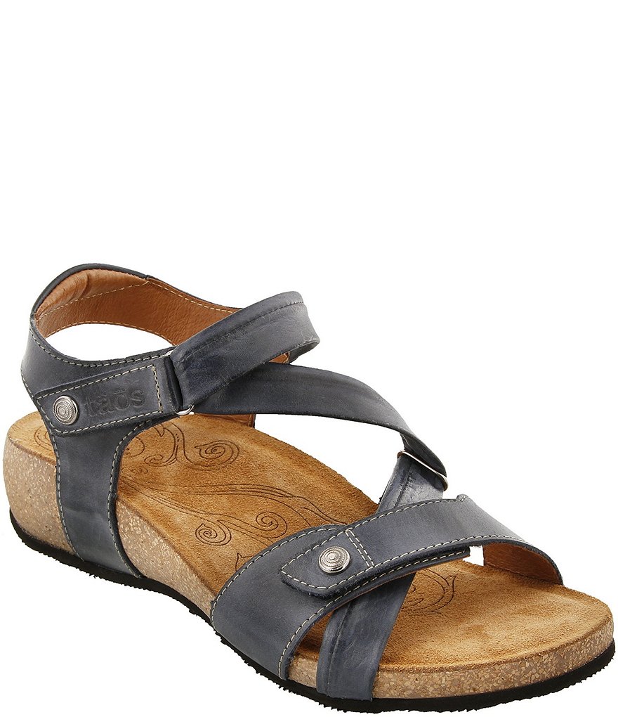Taos Footwear Universe Banded Leather Wedge Sandals