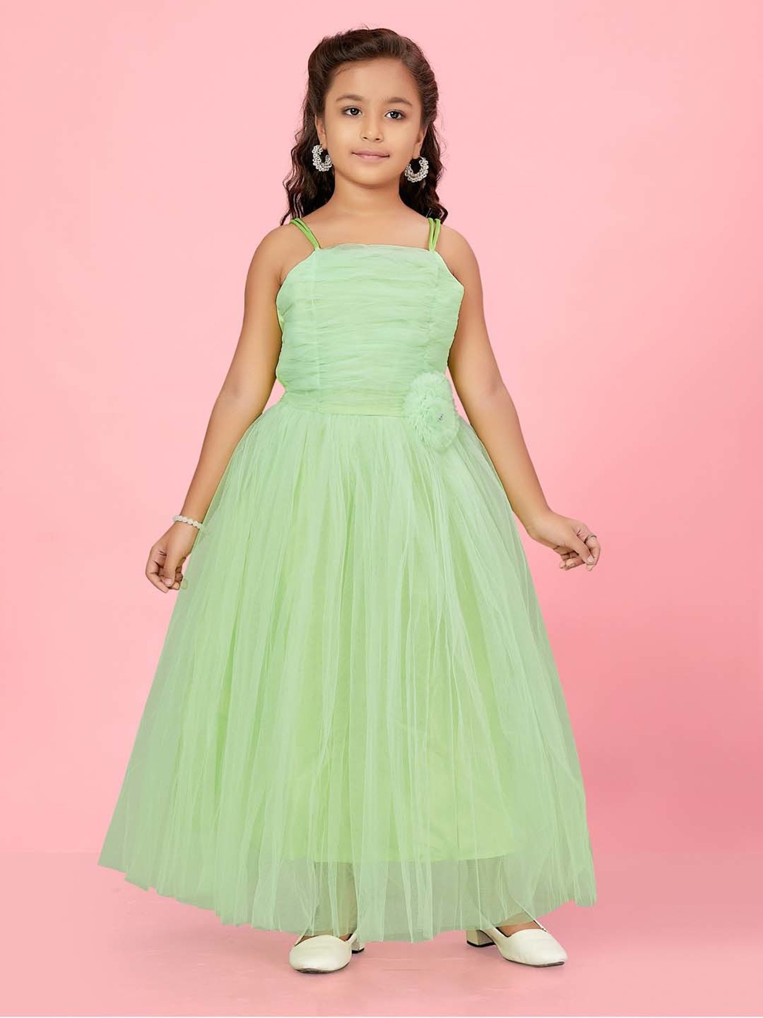 Aarika Kids Green Applique Gown