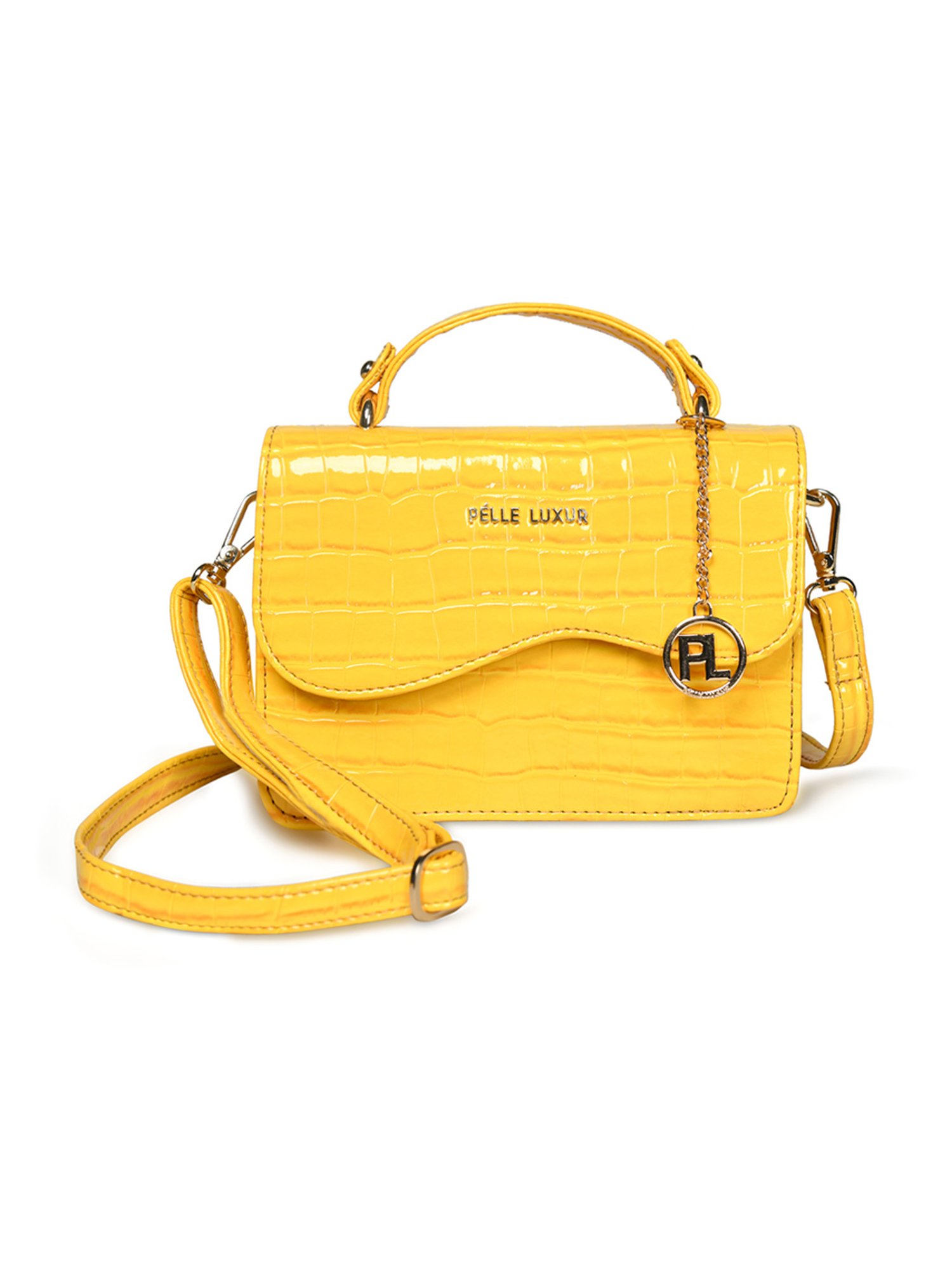 PELLE LUXUR Yellow Animal Effect Small Cross Body Bag