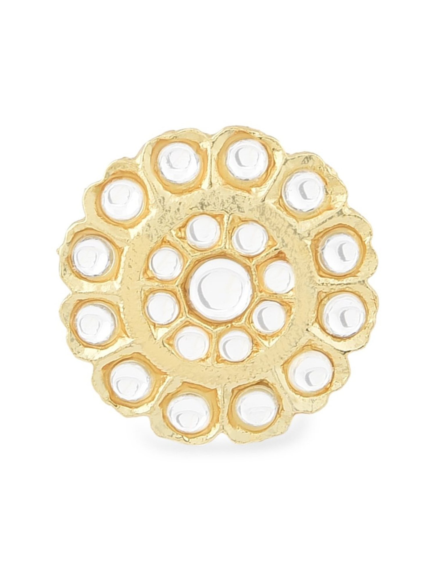 Zaveri Pearls Green Crystal Beads & Kundan Woven Necklace, Earring & Ring Set