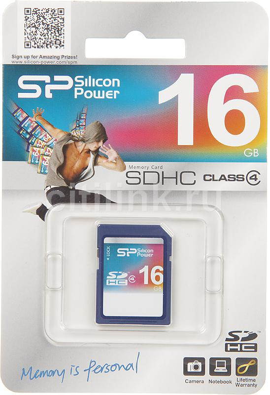Silicon Power 16GB Secure Digital High-Capacity (SDHC) Flash Card Model SP016GBSDH004V10