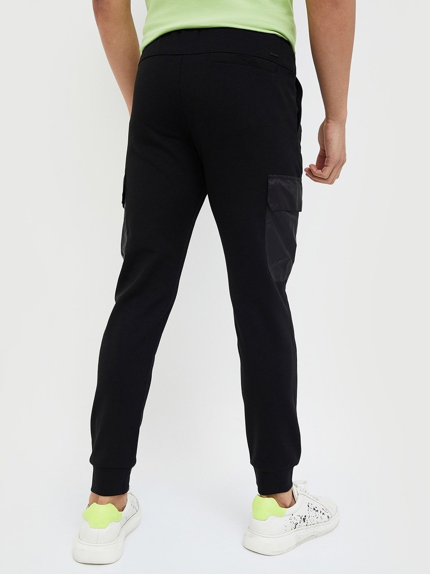 Bossini Black Cotton Regular Fit Printed Joggers