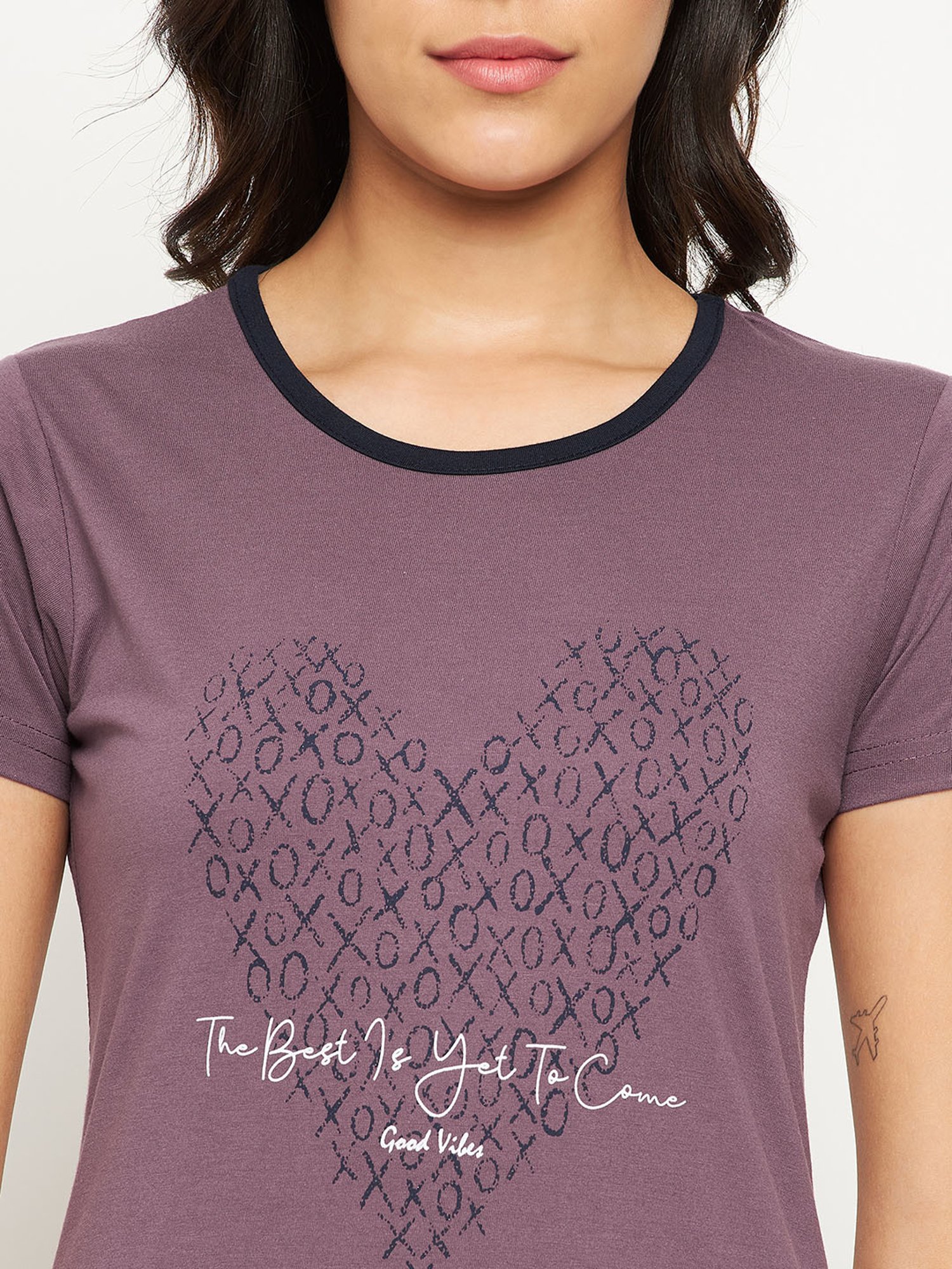 Okane Purple & Navy Graphic Print T-Shirt With Pyjamas