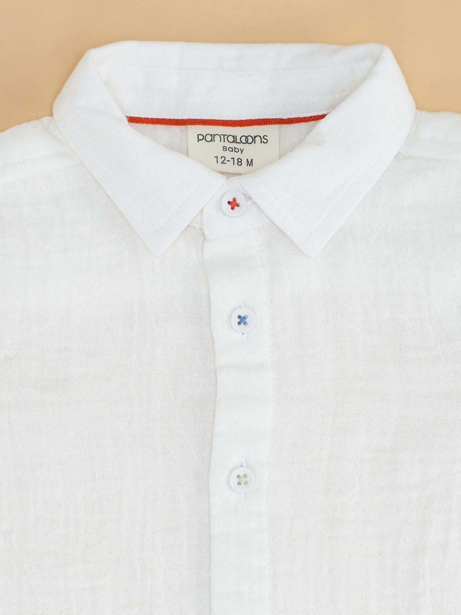 Pantaloons Baby Kids Bright White Cotton Regular Fit Shirt