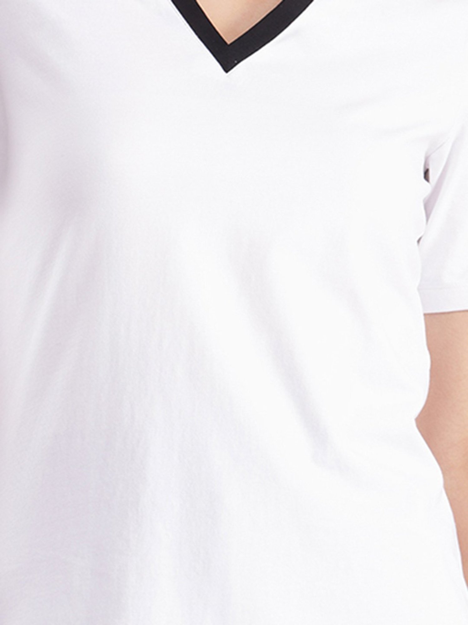 Fablestreet White Cotton Relaxed Fit T-Shirt