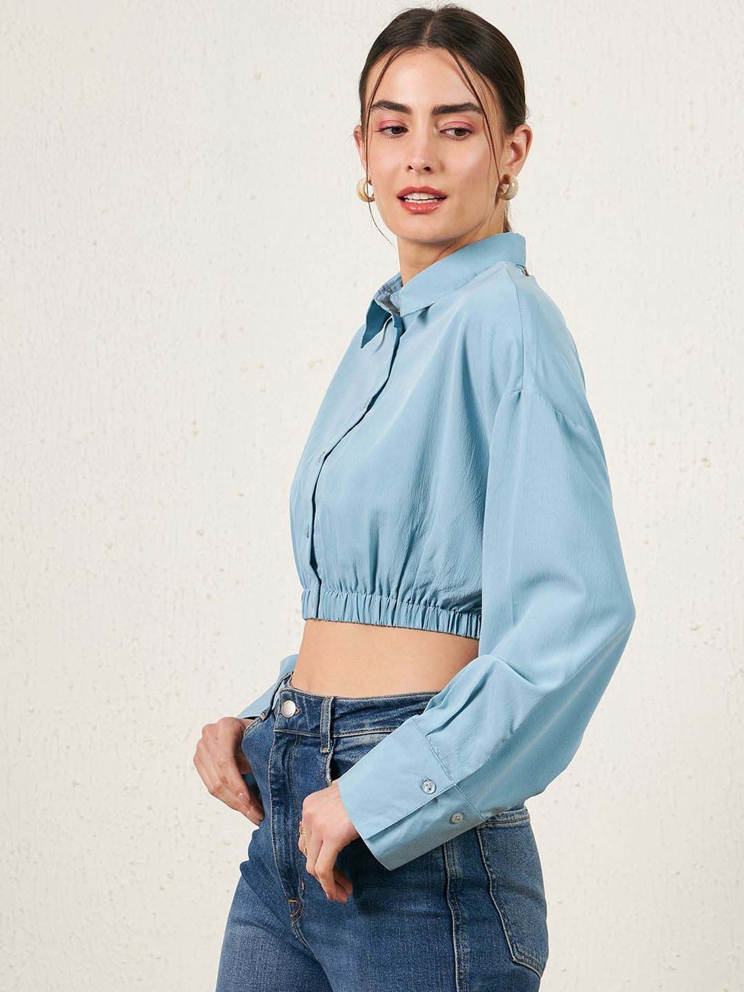 Rare Blue Slim Fit Crop Top