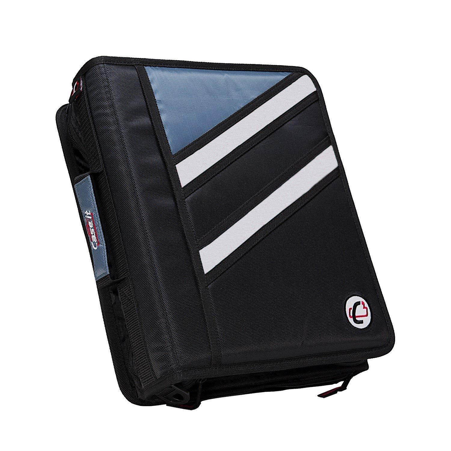 Case-it Z-Binder Two-in-One 1.5-Inch D-Ring Zipper Binders, Black, Z-176-BLK