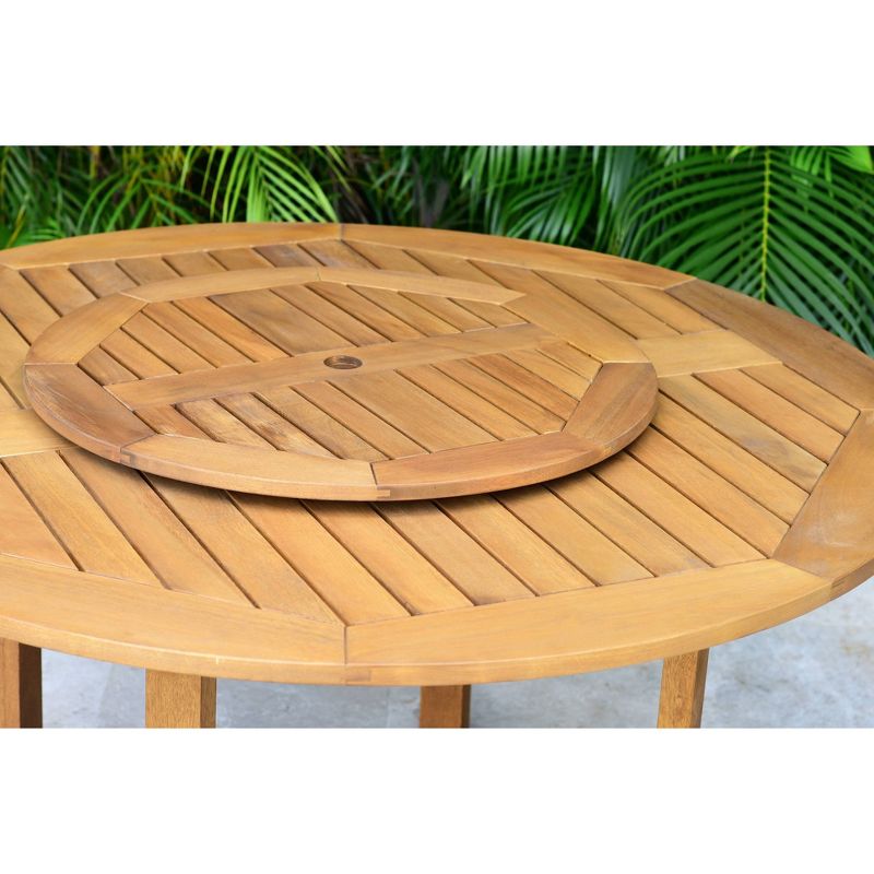 Daru 5pc Patio Dining Set with Round Teak Finish Table & Lazy Susan - Amazonia