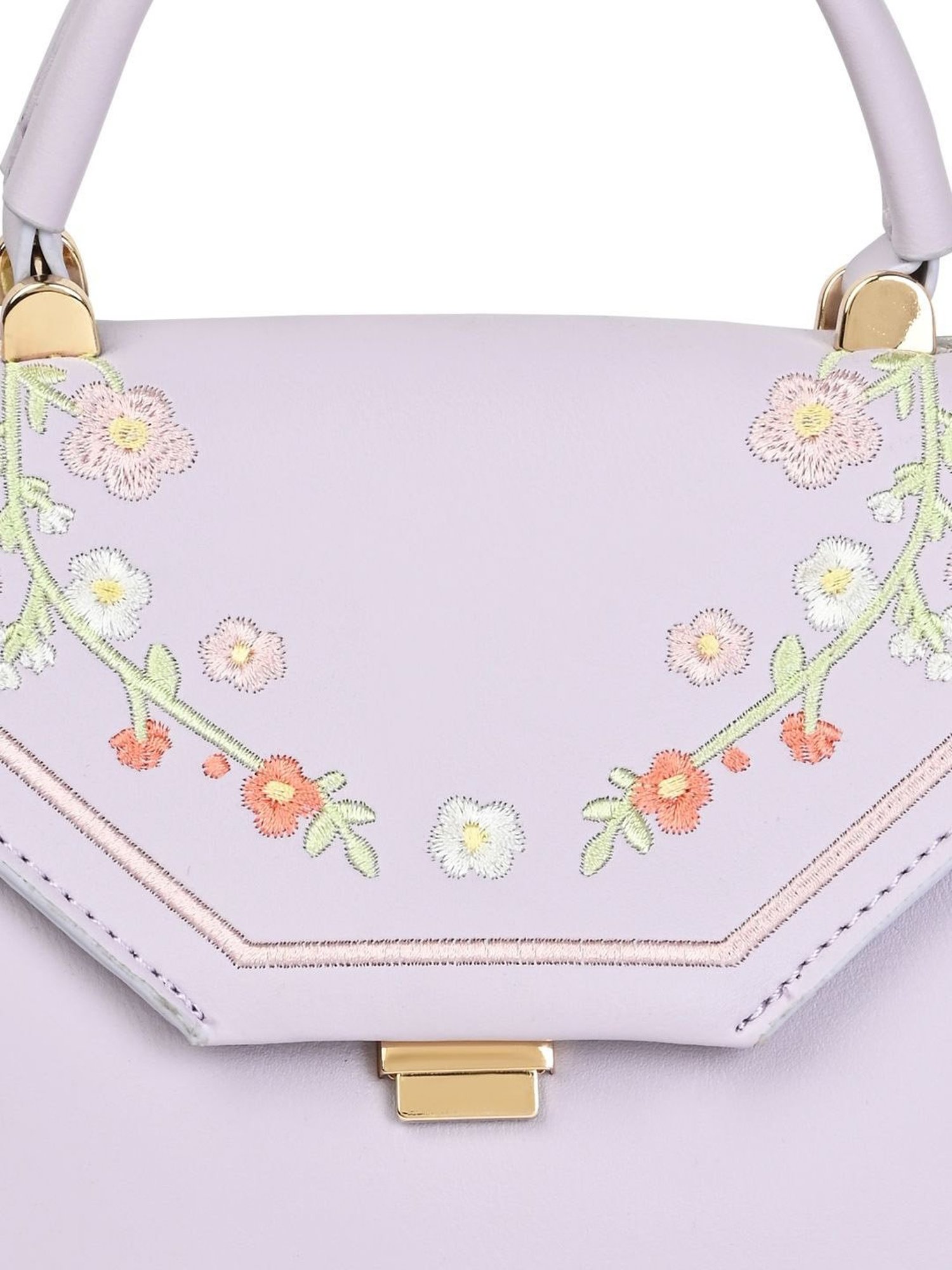 Rocia by Regal Purple PU Embroidered Satchel Handbag