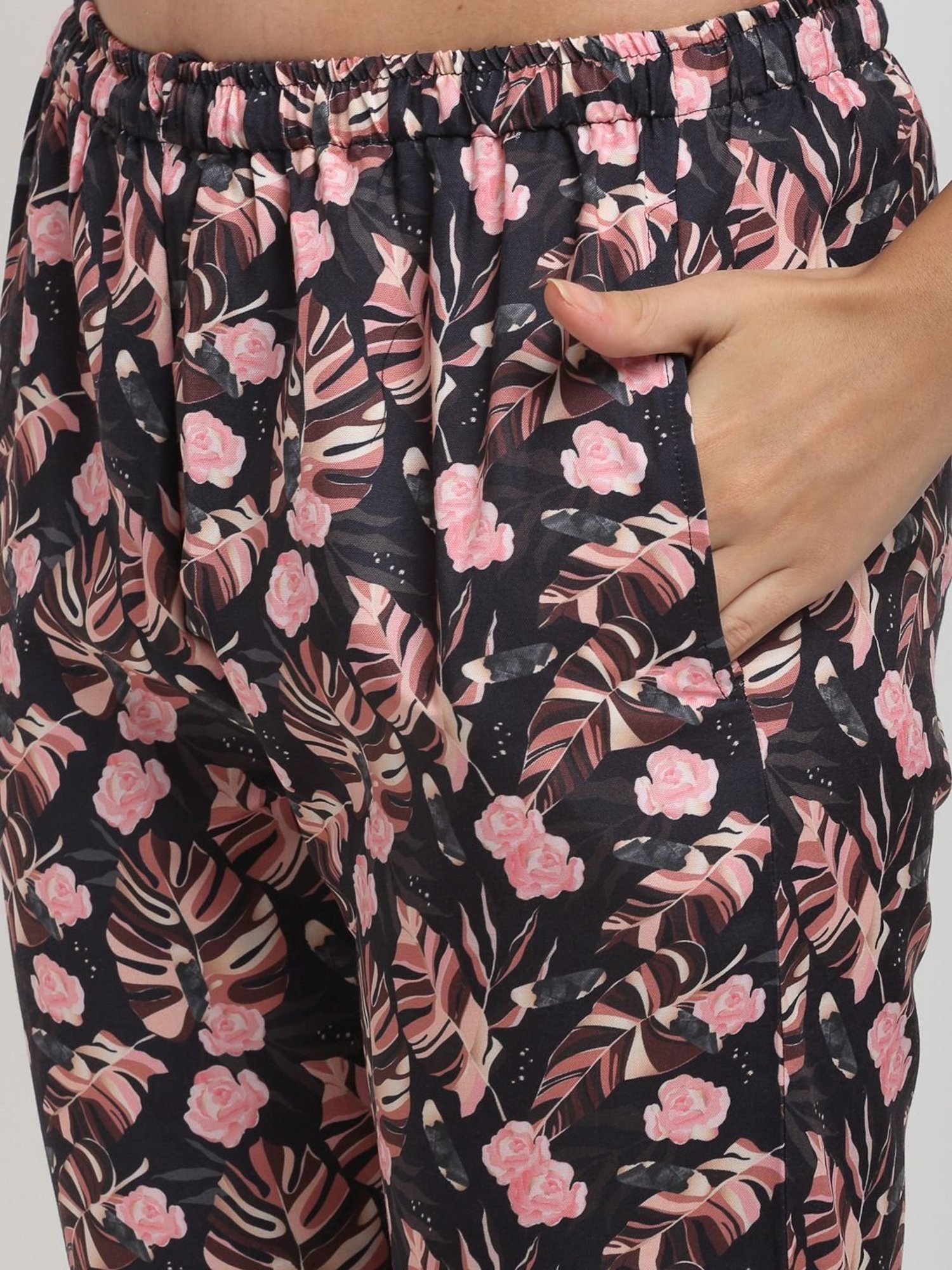 Erotissch Grey & Pink Floral Print Shirt Pyjama Set