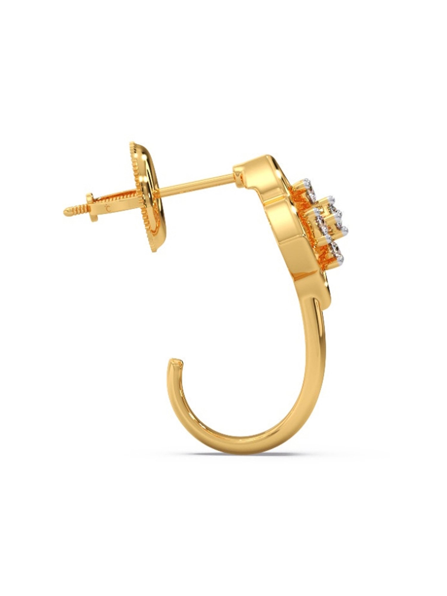 Candere by Kalyan Jewellers Peacock Collection 18k Yellow Gold Diamond Hoop Earrings for Women