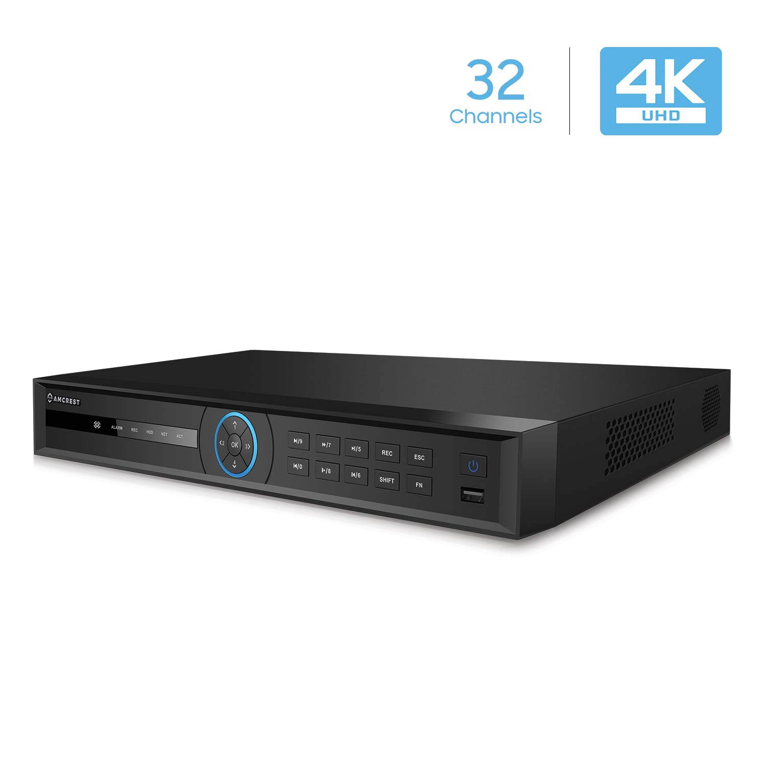 Amcrest 4K NV5232 (32CH 720P/1080P/3MP/4MP/5MP/6MP/4K/12MP) Network Video Recorder - Supports up to 32 x 4K IP Cameras, Supports up to 2 x 10TB Hard Drives (Not Included) (No PoE Ports Included)