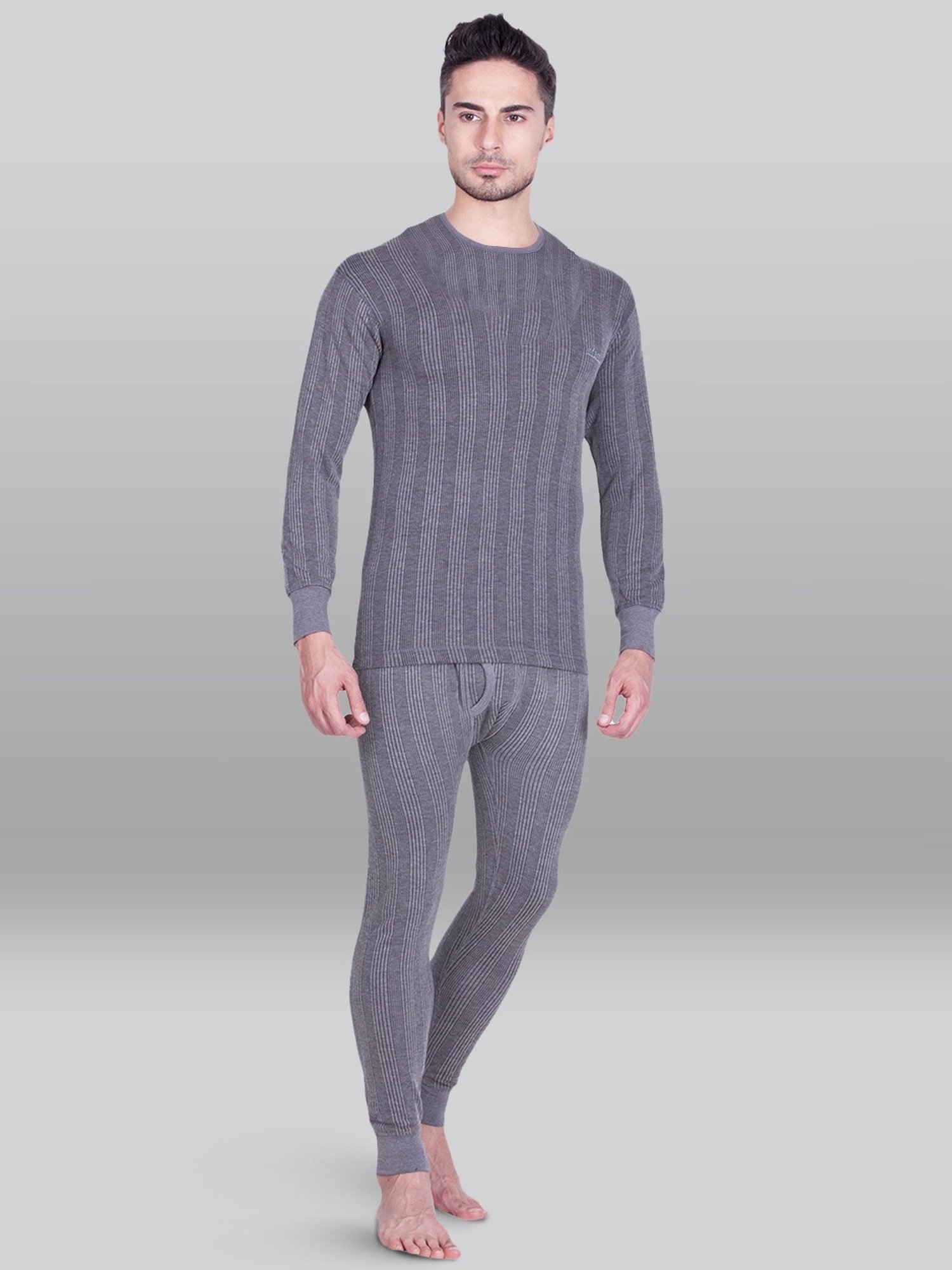 LUX Inferno Charcoal Skinny Fit Striped Thermal Top - Pack of 2