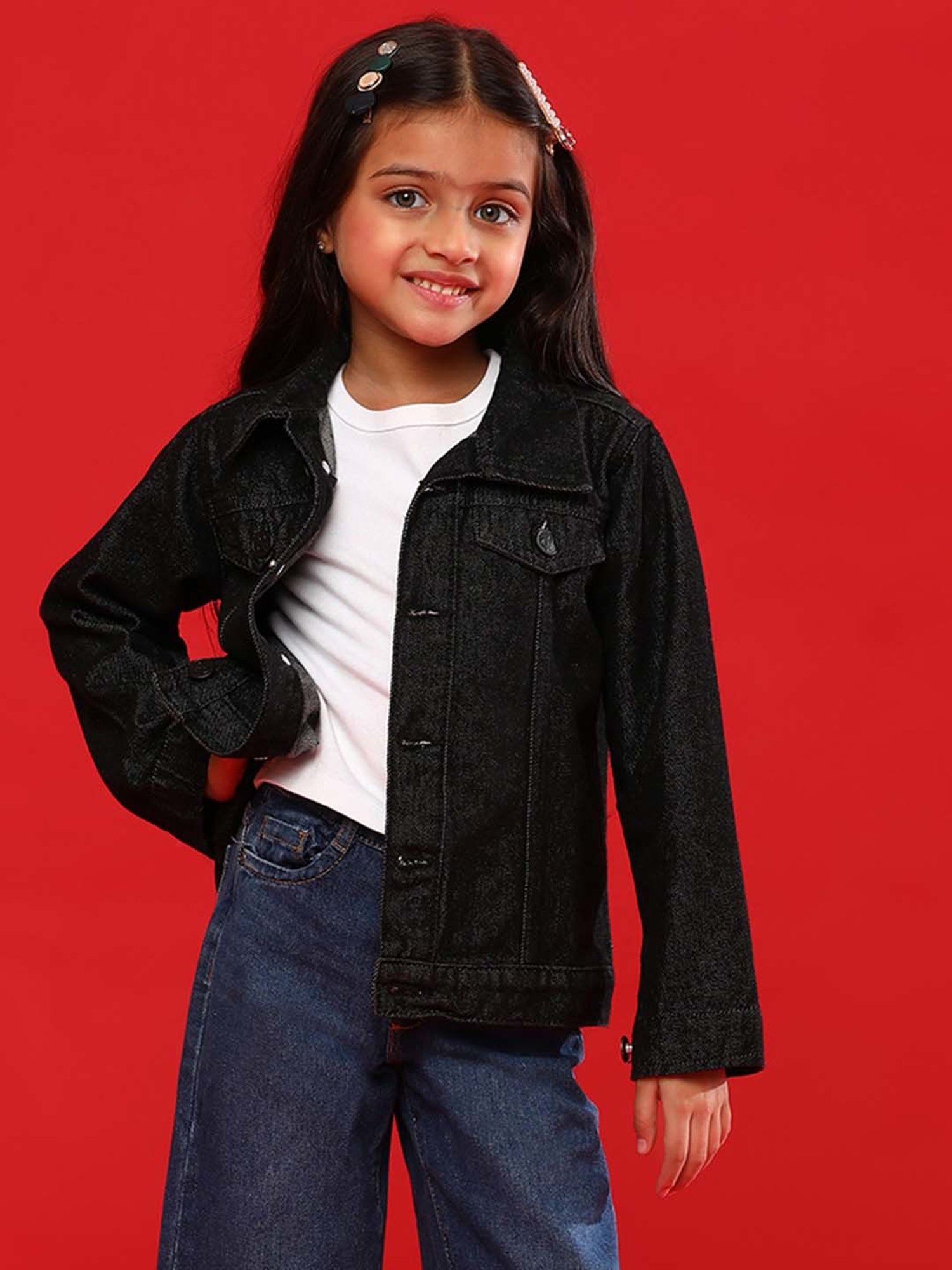 Tales & Stories Kids Black Cotton Regular Fit Full Sleeves Jacket