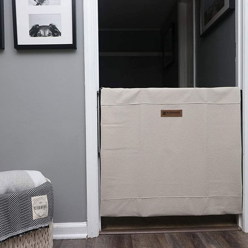 The Stair Barrier Regular Wall to Wall Single Panel Swing Gate with Fabric Slipcover Baby and Pet Safety Gate, 27 to 42.5 Inch, Just Cream