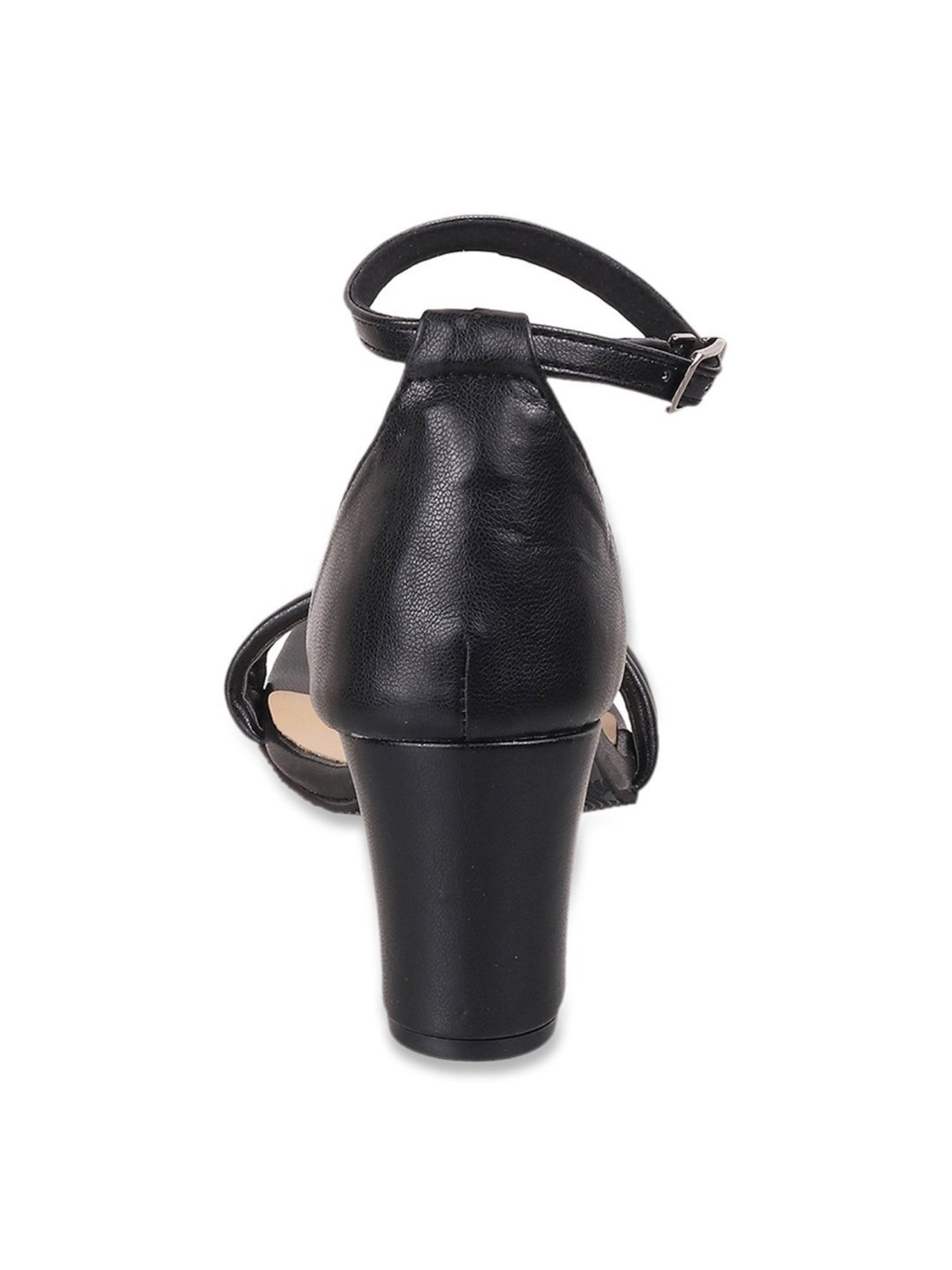 Mochi Women's Black Ankle Strap Sandals