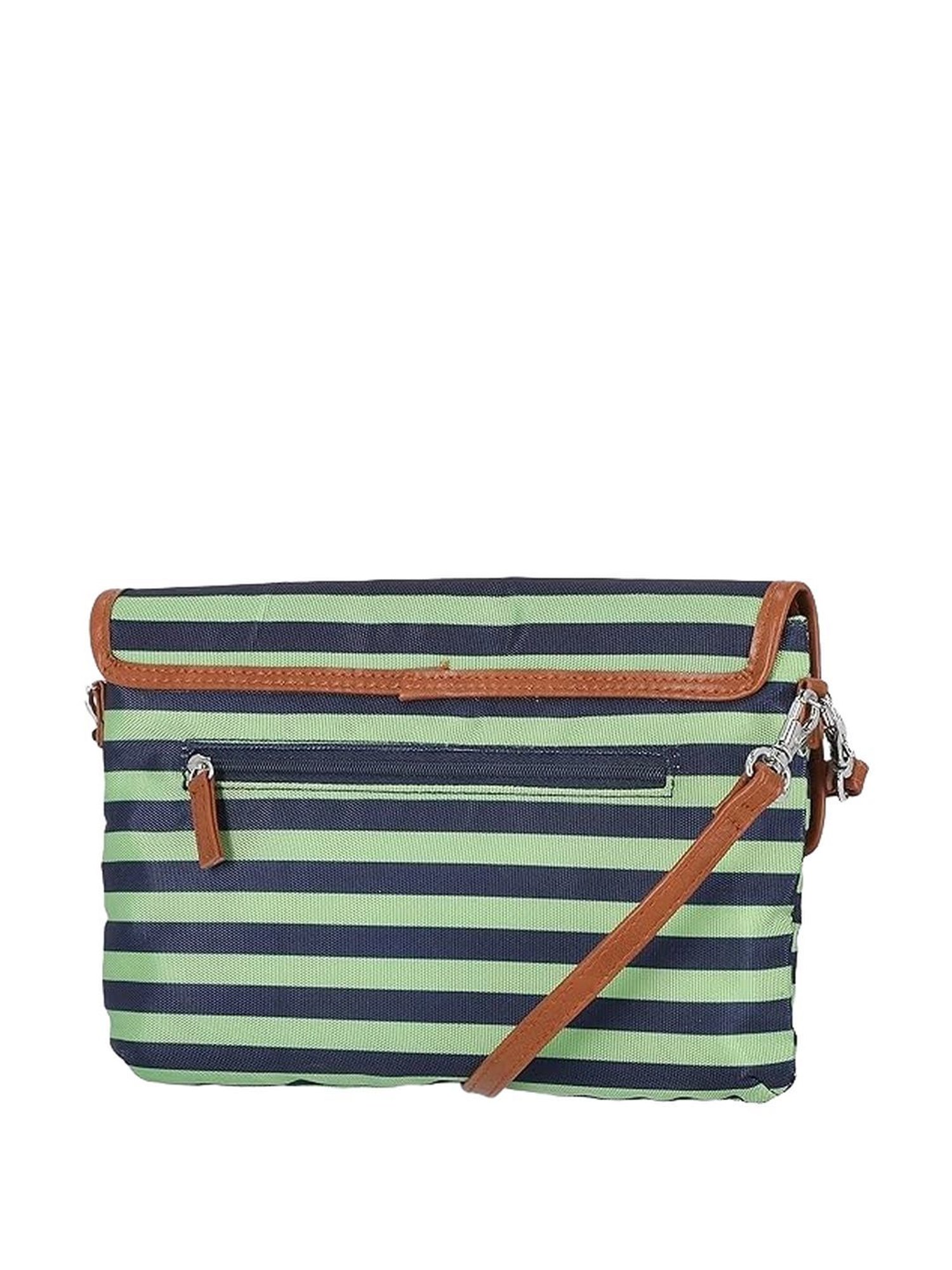 Nautica Green Striped Medium Sling Handbag