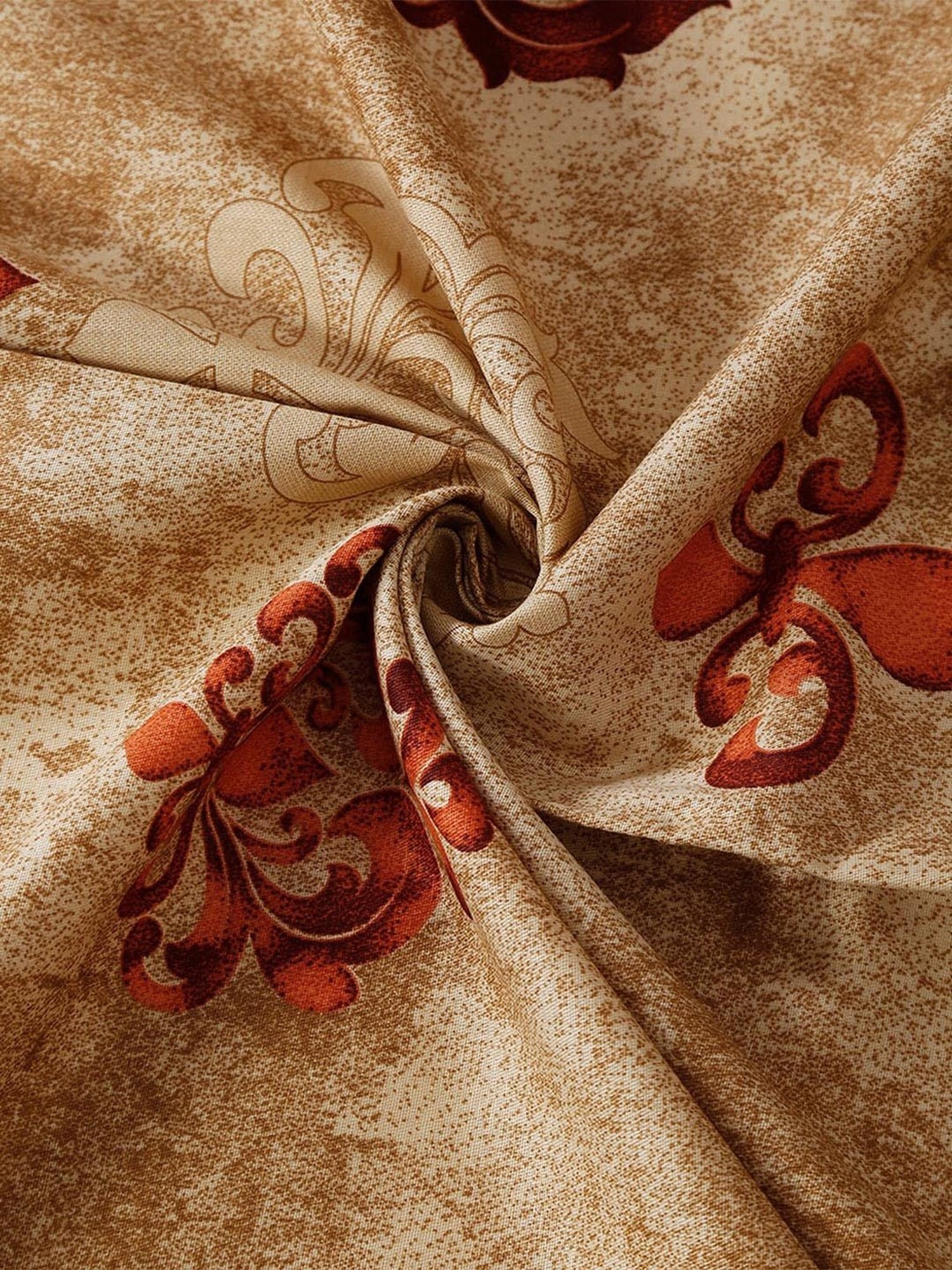 Swayam Zinnia Floral Brown 210 TC Cotton King Bedsheet with 2 Pillow Covers