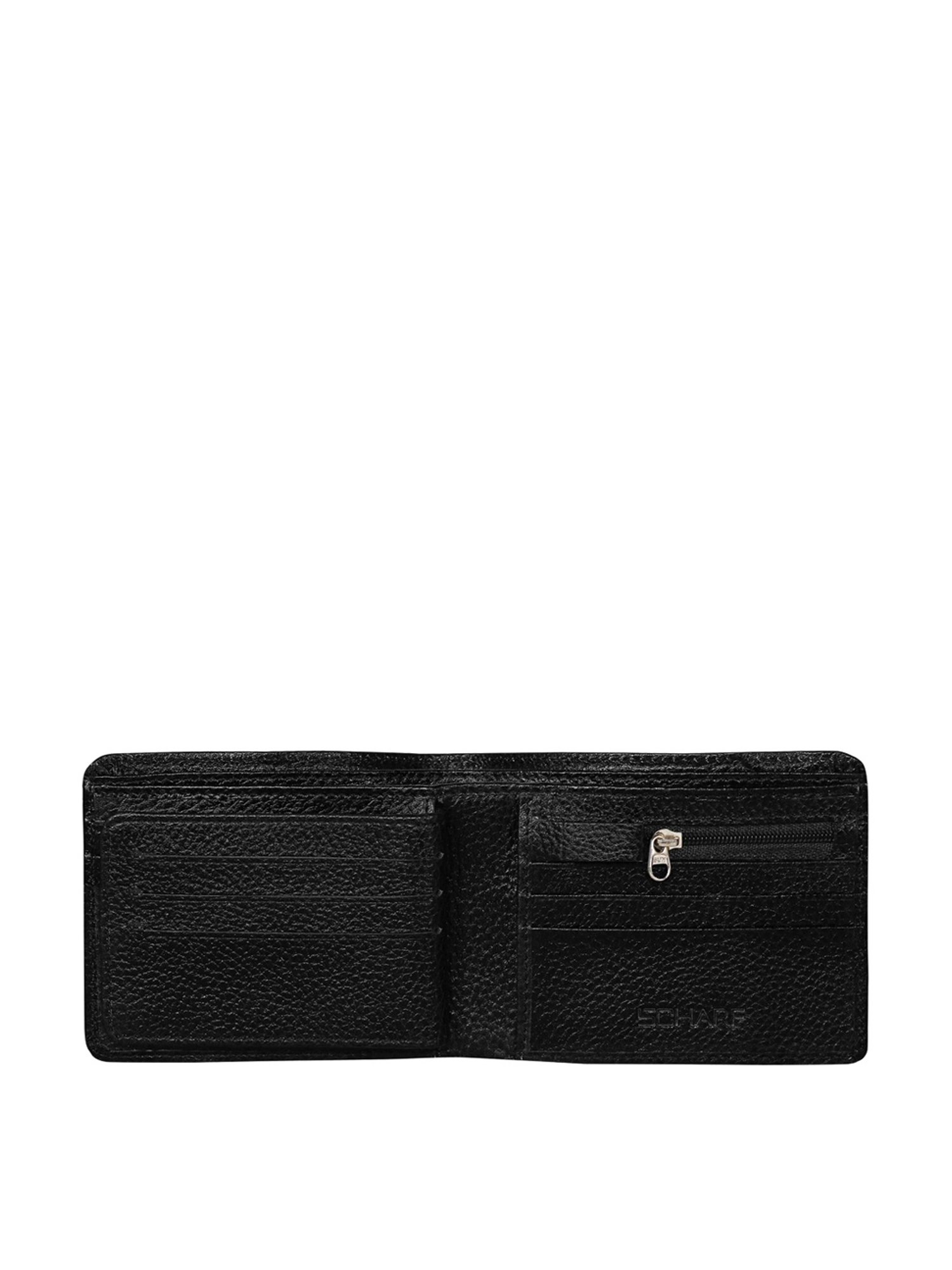 SCHARF Black Leather Reversible Belt With Wallet for Men