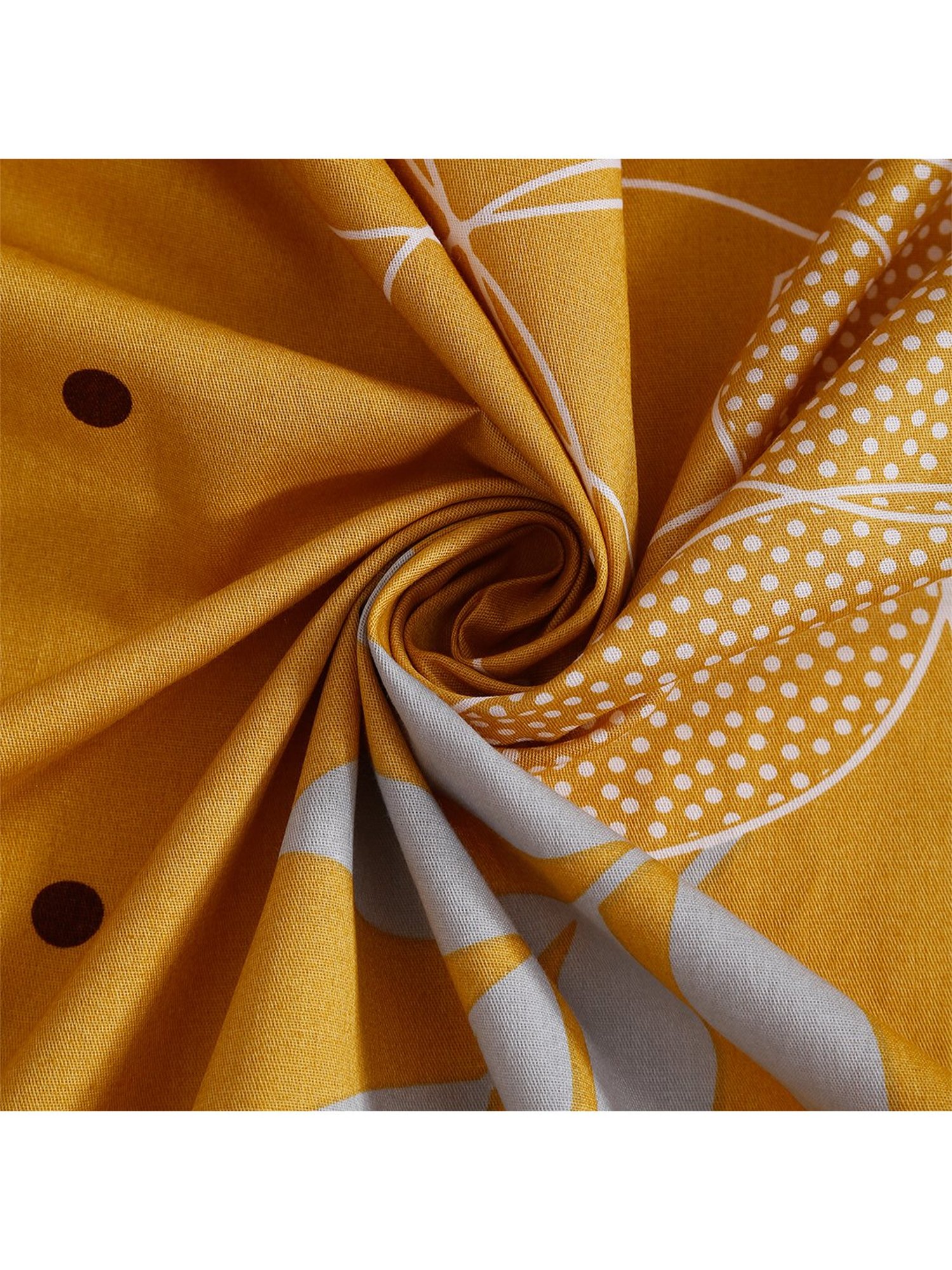 Swayam Zinnia Floral Brown & Yellow 240 TC Cotton King Bedsheet with 2 Pillow covers