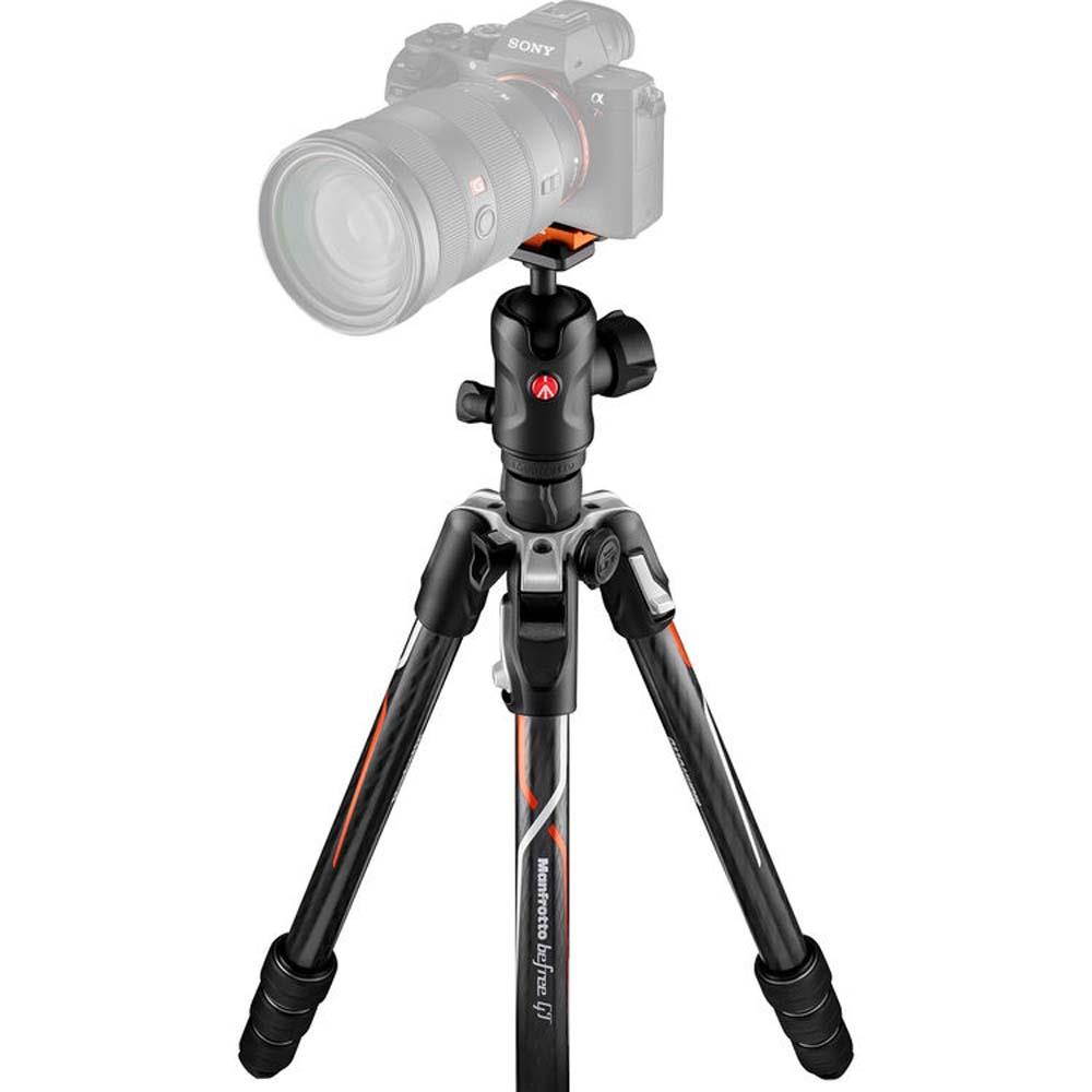 manfrotto befree gt travel carbon fiber tripod with 496 ball head for sony alpha cameras, twist locks, black
