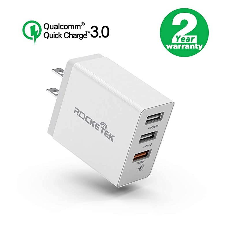 USB Quick Charger Wall Charger, 30W QC 3.0 Fast Charger 3 USB Port Wall Power Plug Adapter for iPhone Xs XS Max XR X 8 7 6 Plus, Galaxy S10 S9 S8 Edge Plus, Note 8 7, Nexus and More