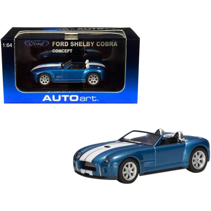 2004 Ford Shelby Cobra Concept Guardsman Blue Metallic with Performance White Stripes 1/64 Diecast Model Car by Autoart