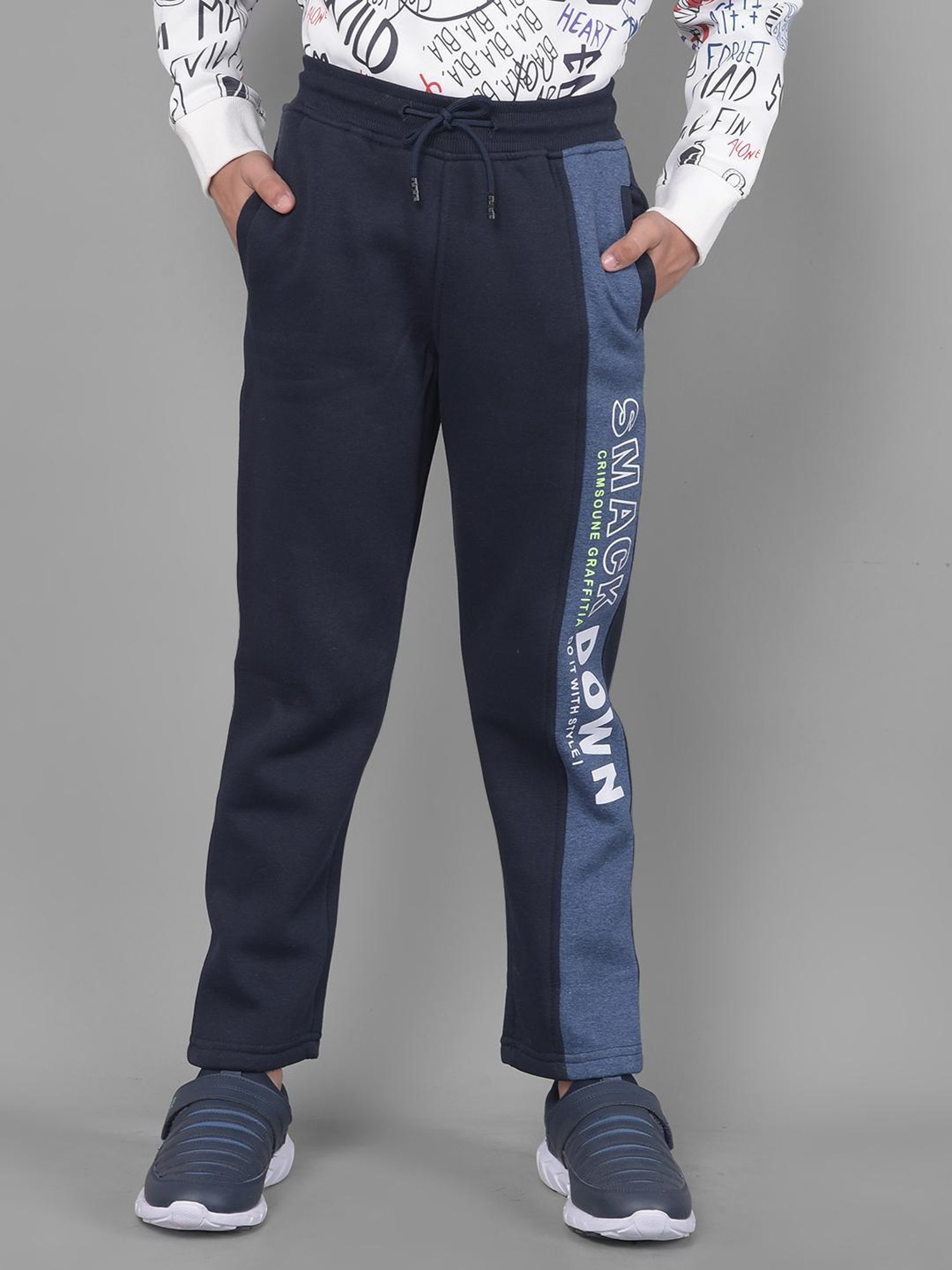 Crimsoune Club Boys Navy Printed Trackpants