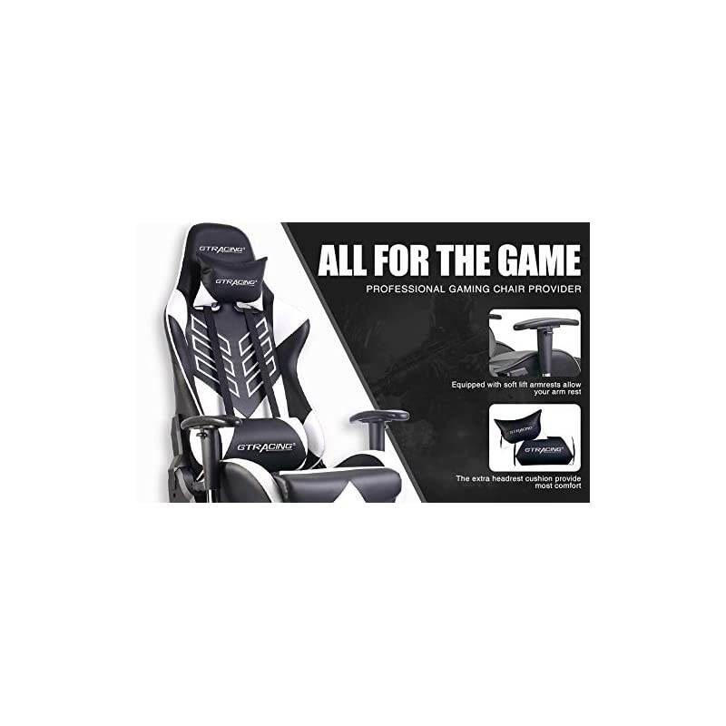 Chair Massage Office Chair High Back Computer Chair Leather Desk Chair Racing Executive Ergonomic Adjustable Swivel Task Chair with Headrest and Lumbar Support,White