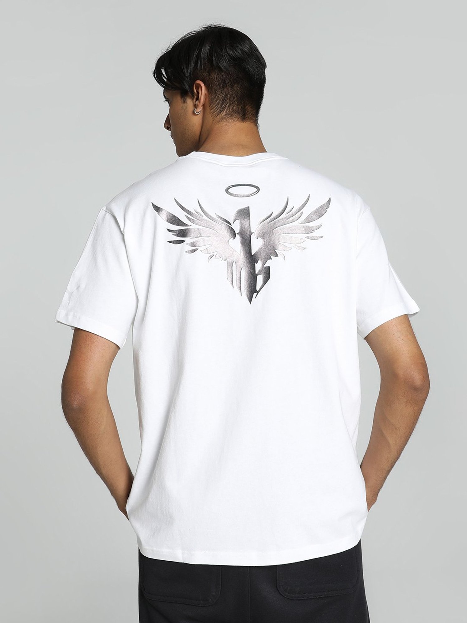 Puma Melo Alwayz On White Regular Fit Oversized Basketball T-Shirt