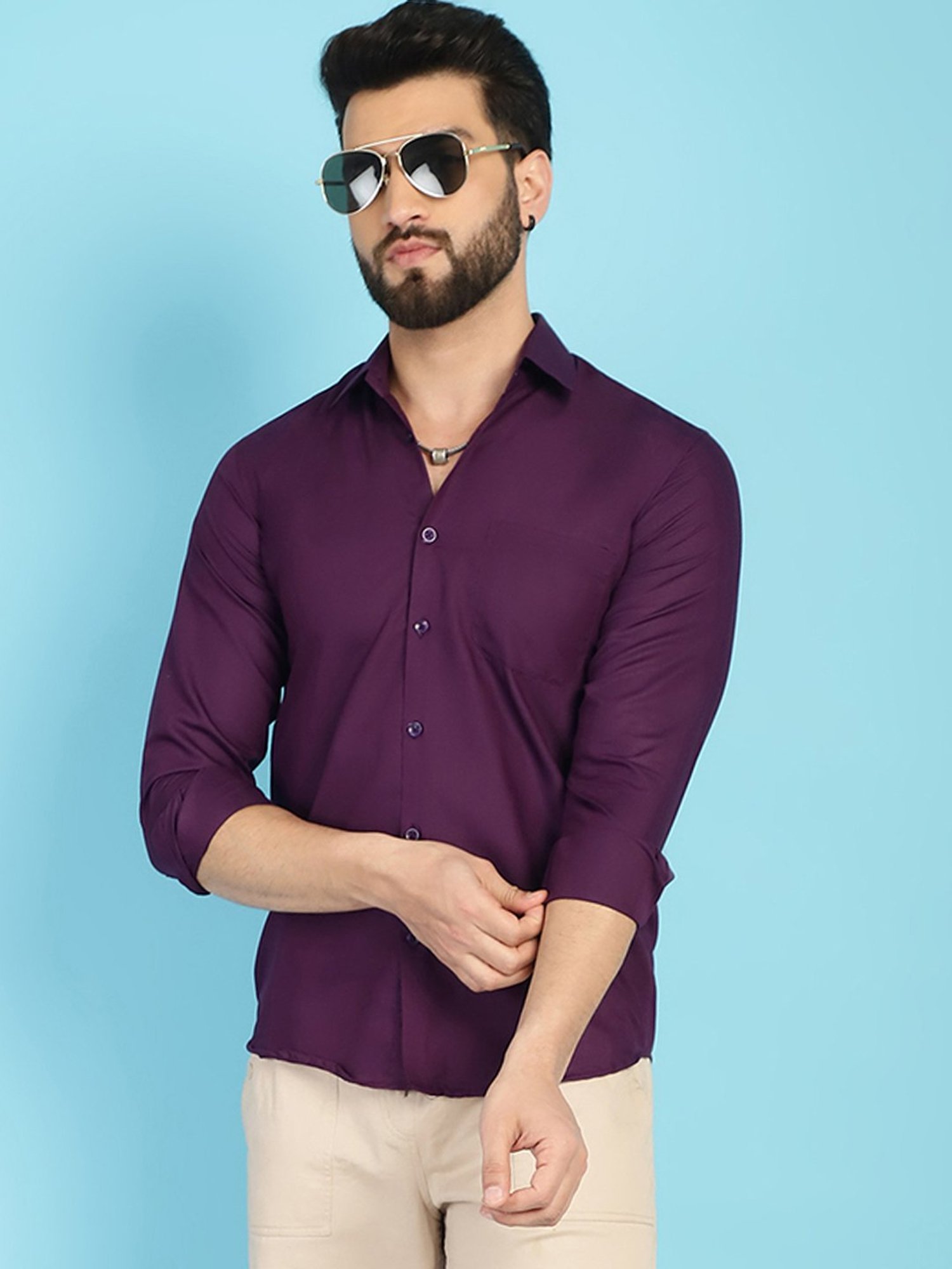 Indian Needle Burgundy Regular Fit Shirt