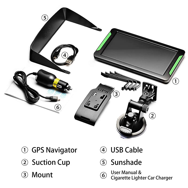 GPS Navigation for Car,  7&rdquo; Touch Screen 8GB Real Voice Spoken Turn-by-Turn Direction Reminding Navigation System for Cars, Vehicle GPS Satellite Navigator with Free Lifetime Map Update (Black)