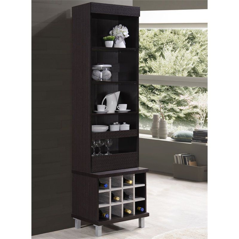 Tall Standing Wine Hutch in Chocolate - Hodedah
