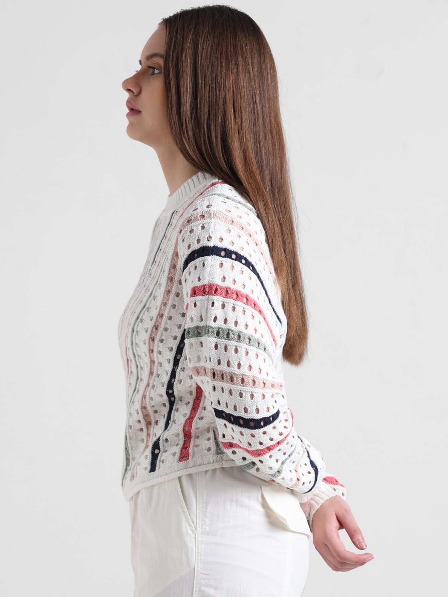 Only White Striped Pullover