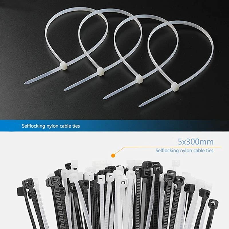 Cable Zip Ties  200 Packs Heavy Duty UV Resistant Nylon Cable Ties With SelfLocking 12 Inch Perfect for Organizing Wires Home Office Garage and Workshop White 200