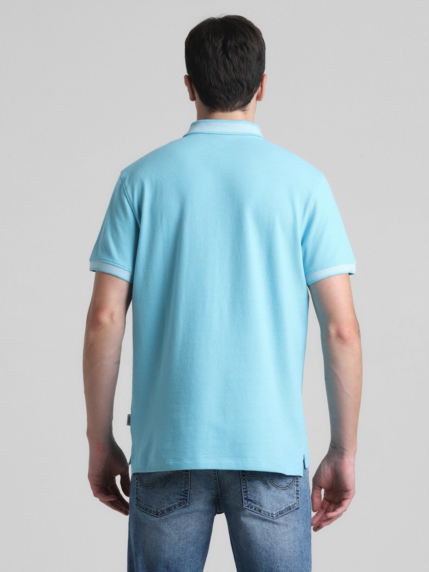 Jack & Jones Blue Topaz Cotton Regular Fit Polo T-Shirt