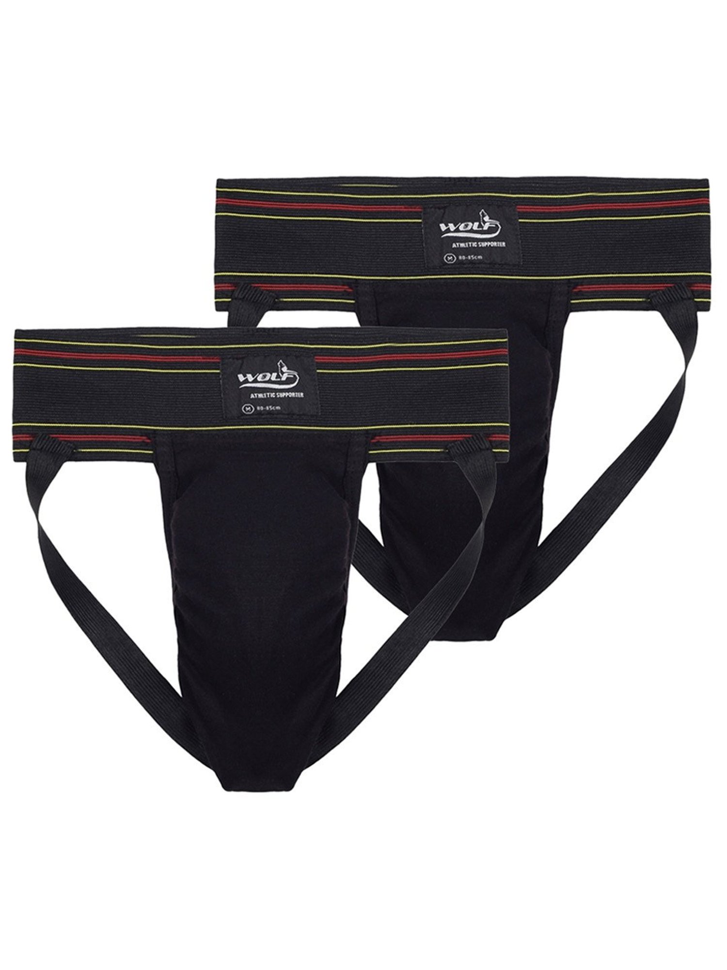 Omtex Men's Athletic Wolf Jockstraps Supporter Pack of 2 (Black) Size - L