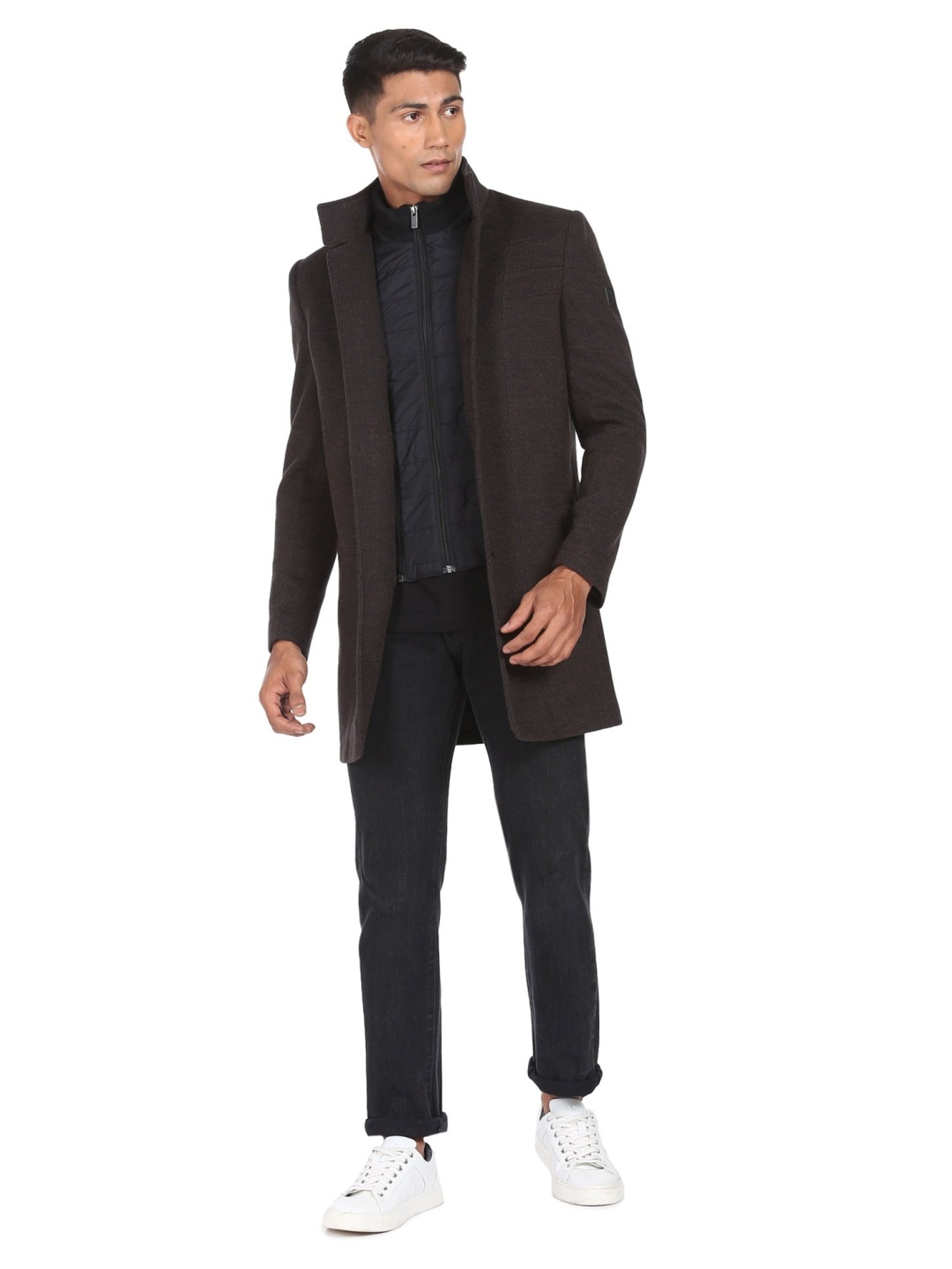 Arrow Sports Brown Regular Fit Texture Waistcoat