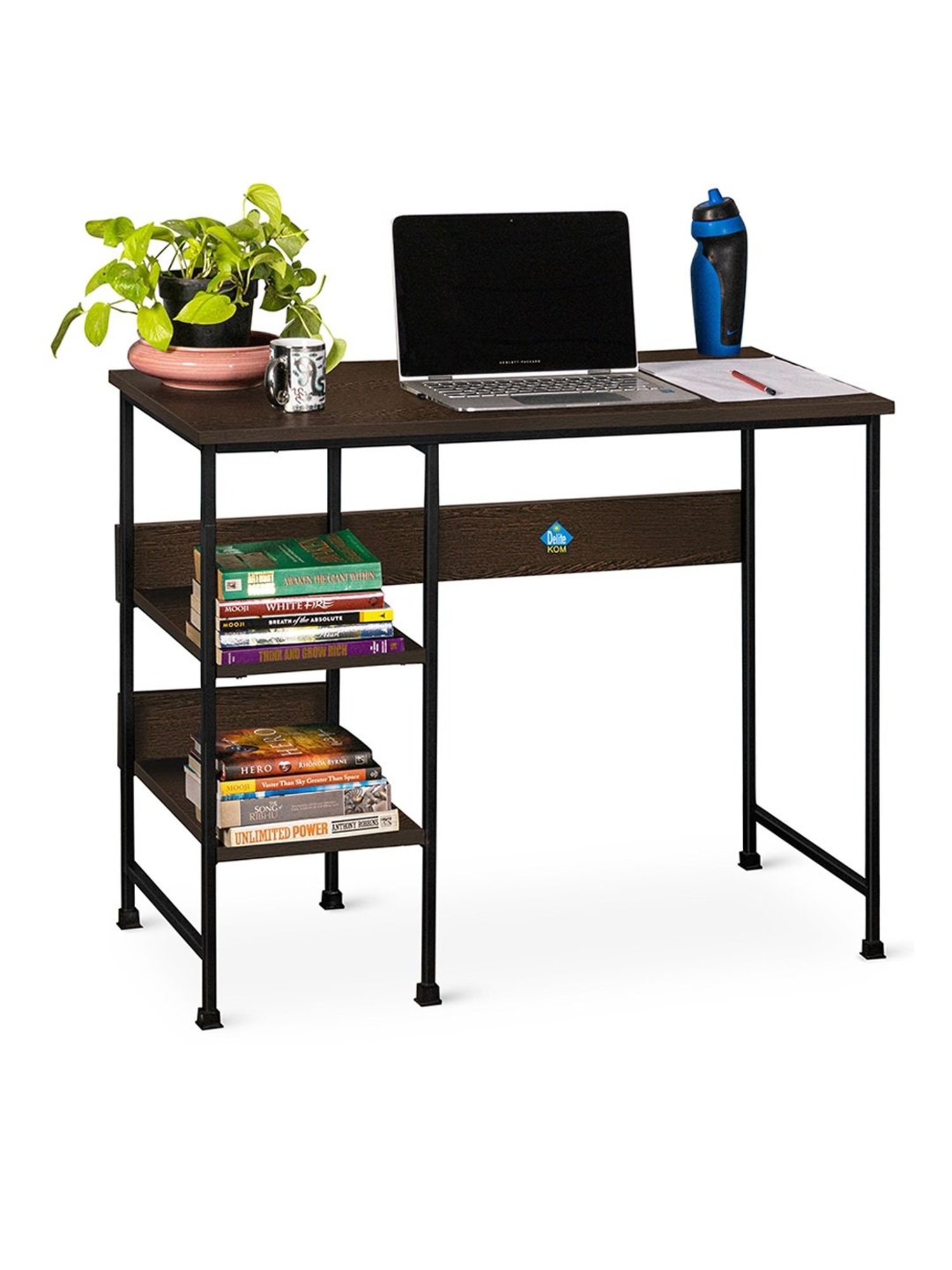 Delite Kom Mystic Flowery Wenge Black Metal Computer Desk